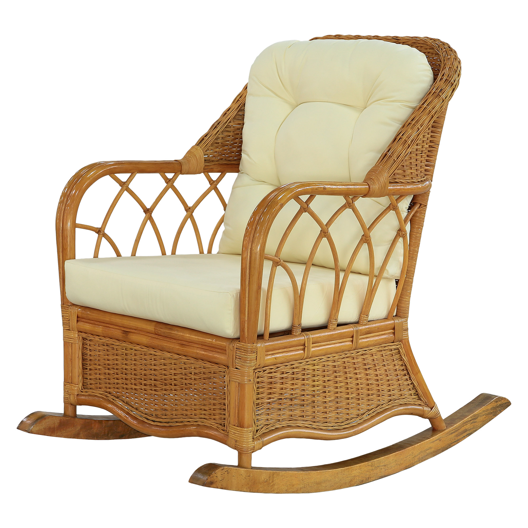Кресло-качалка Rattan grand honey с подушками, цвет коричневый - фото 1
