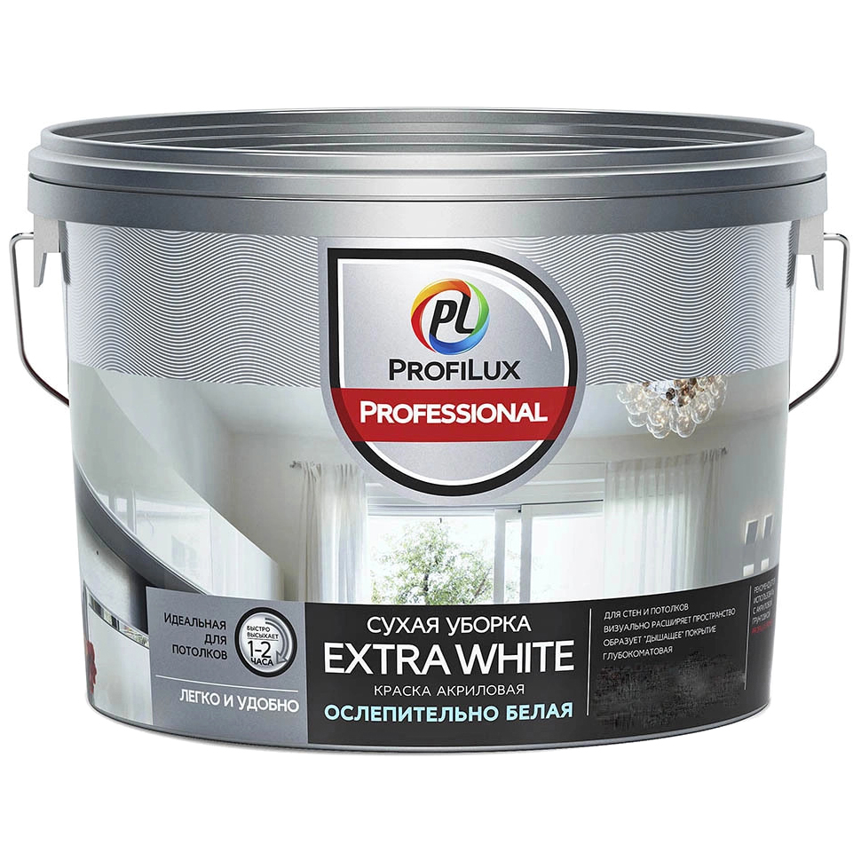 фото Краска водно-дисперсионная professional profilux extra white 2,5 кг