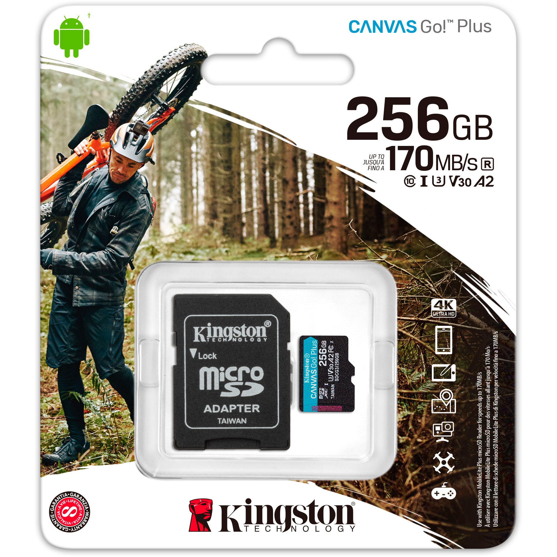 фото Карта памяти kingston canvas go plus microsdxc 256gb с адаптером