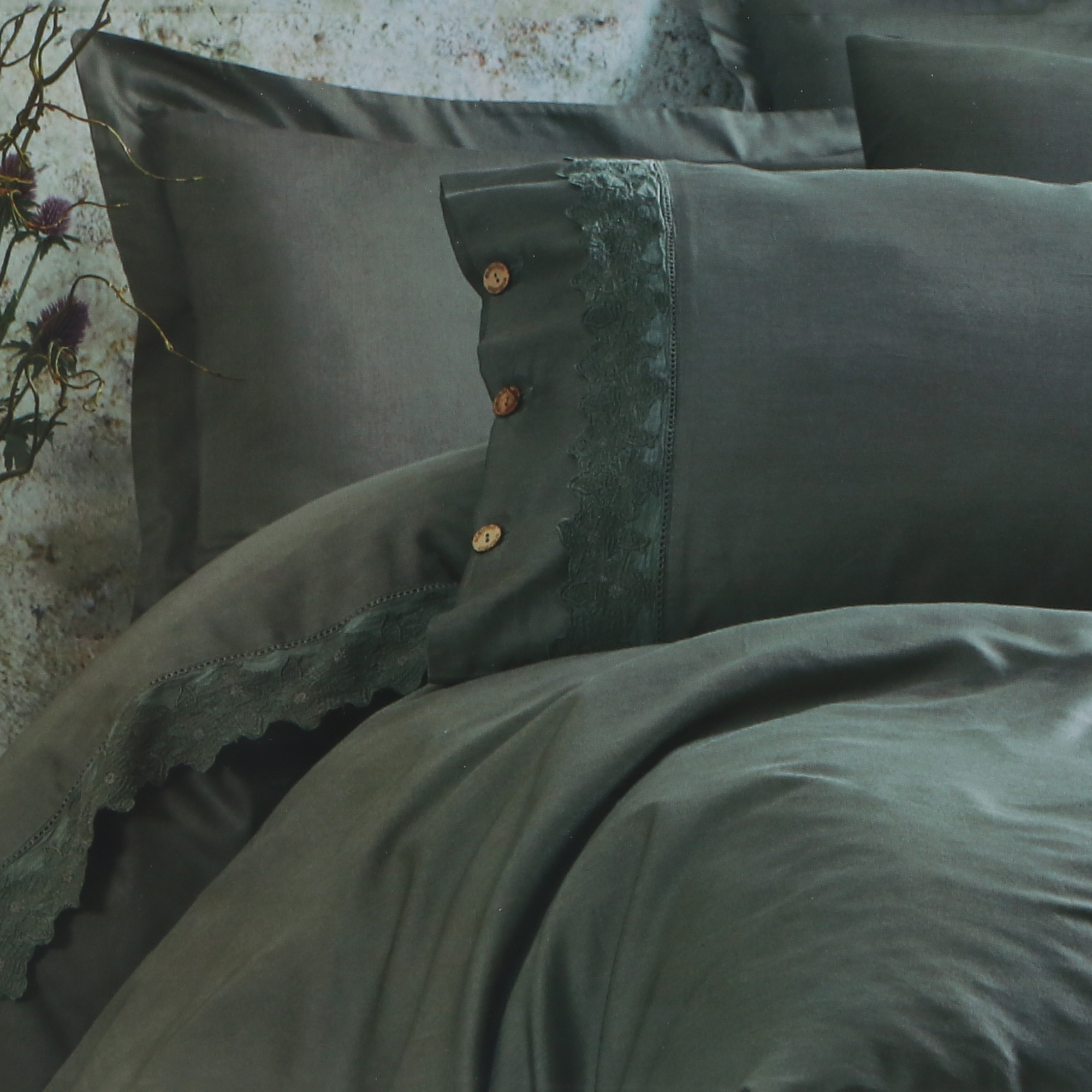 фото Комплект постельного белья ecocotton belinda тёмно-зелёный евро