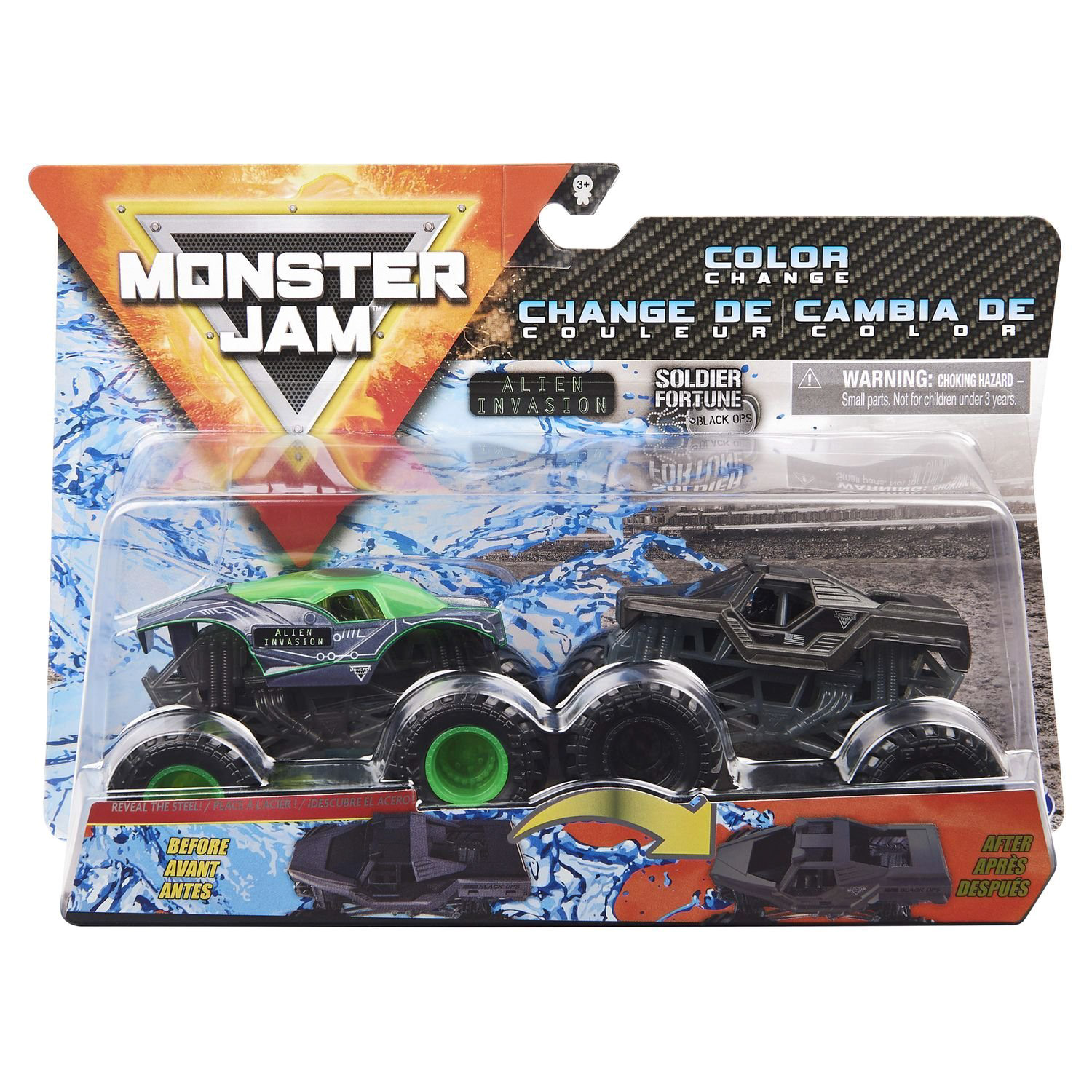 фото Набор машинок monster jam монстр джем траки меняющие цвет 1:64 2 шт spin master