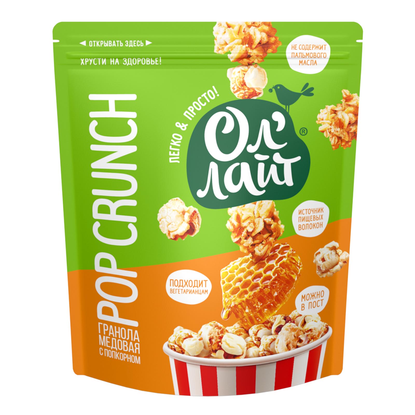 Попкорн Ол'Лайт PopCrunch с медовой гранолой, 40 г