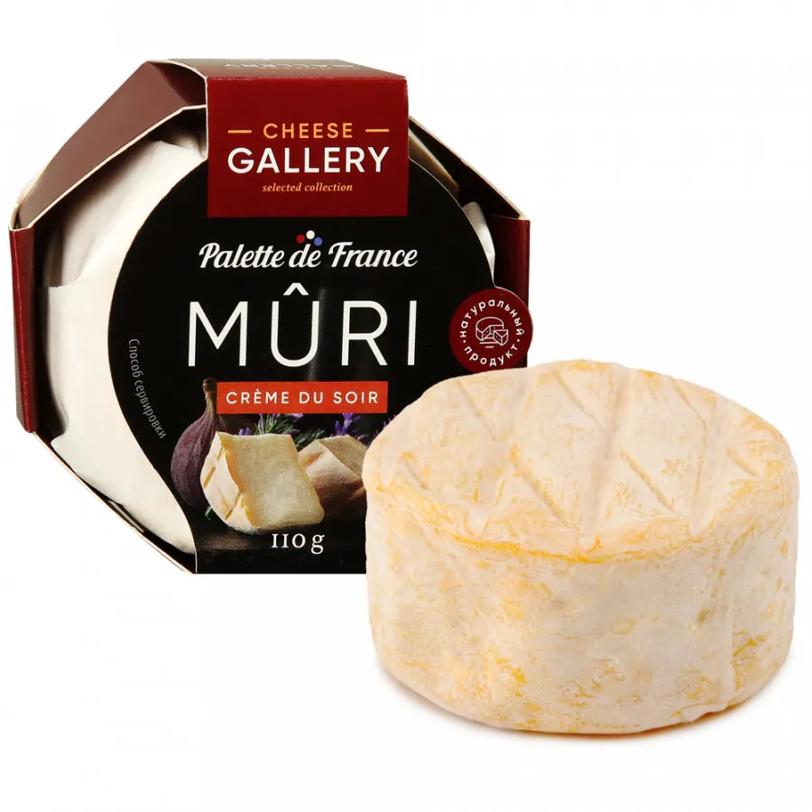 

Сыр мягкий Cheese Gallery Мюри Крэм ду Суар, с белой плесенью и мытой корочкой 50%, 110 г