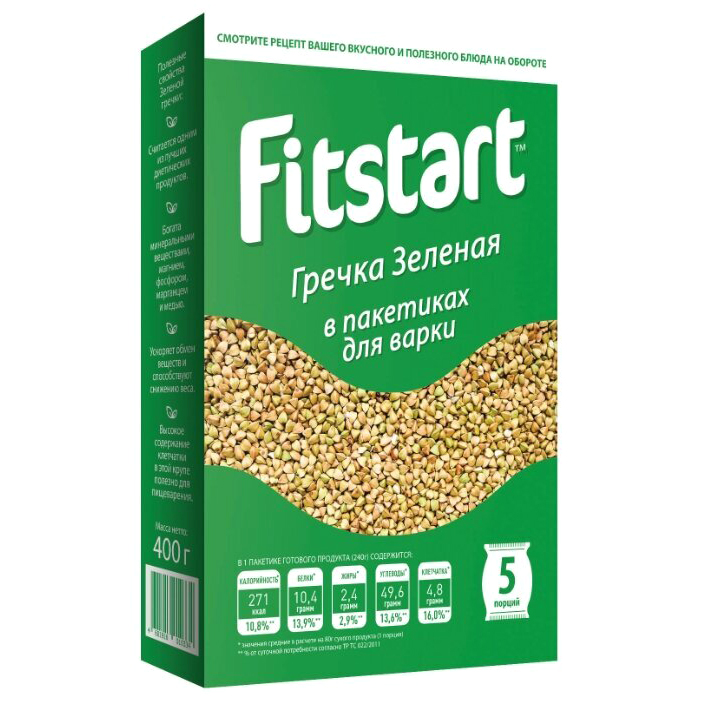 

Гречка зеленая Fitstart 5х80 г