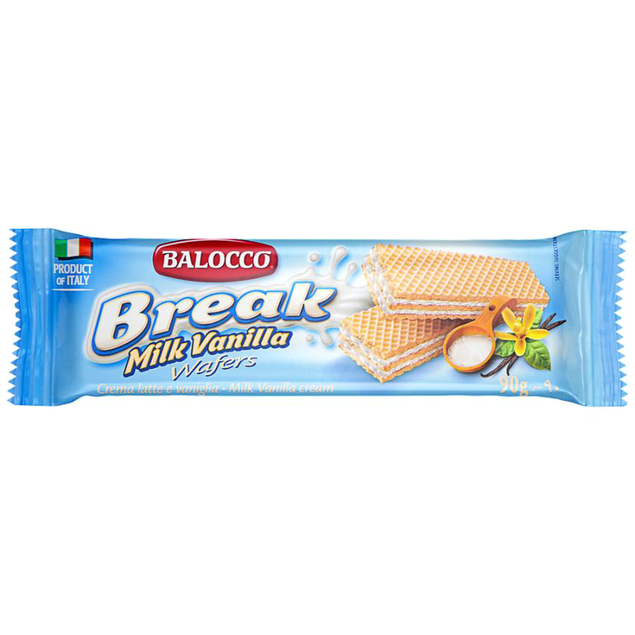 Вафли Balocco Break Молоко, ваниль 90 г