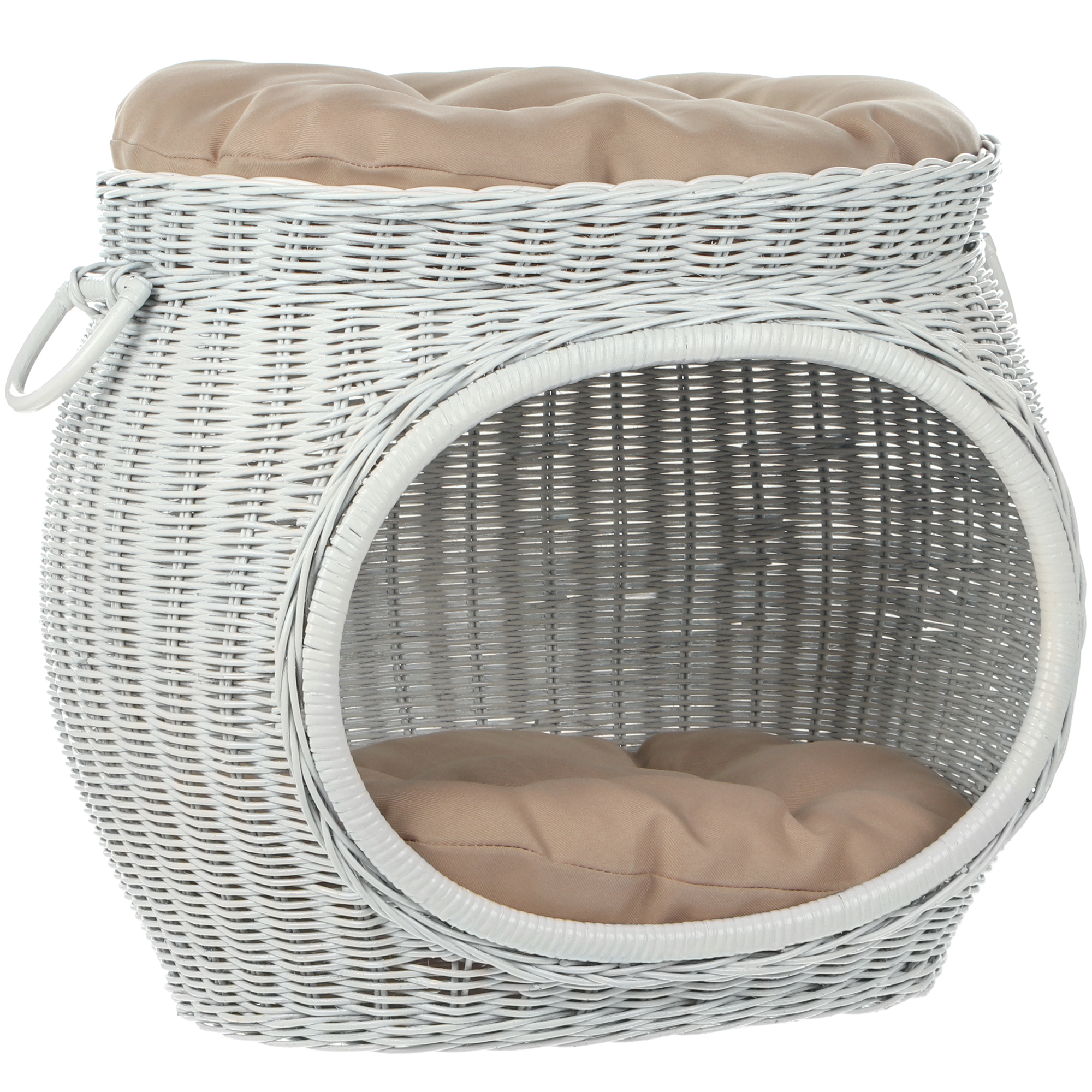 фото Домик для животного rattan grand pet с лежанкой 50х40х45 см белый