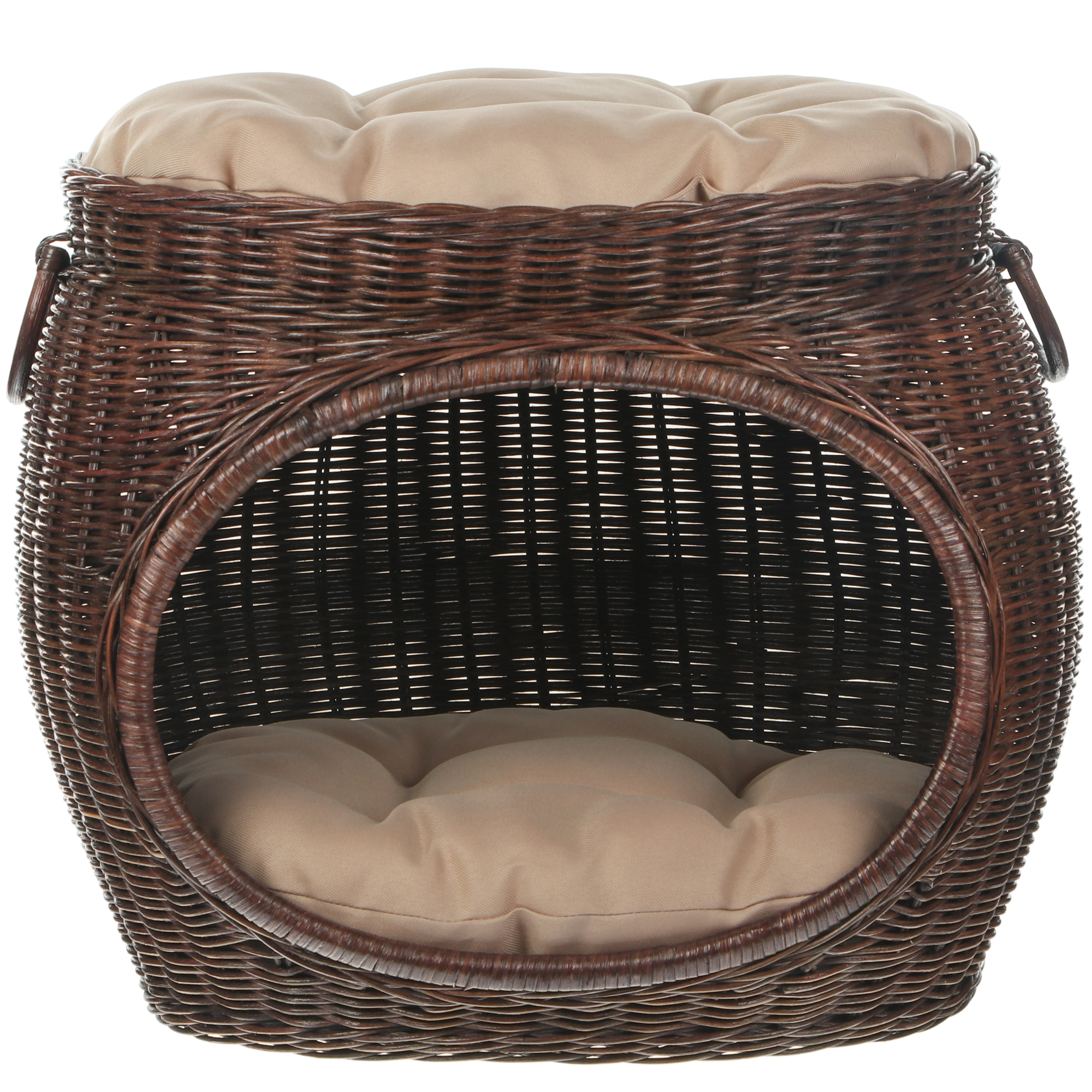 фото Домик для животного rattan grand pet с лежанкой 50х40х45 см коричневый