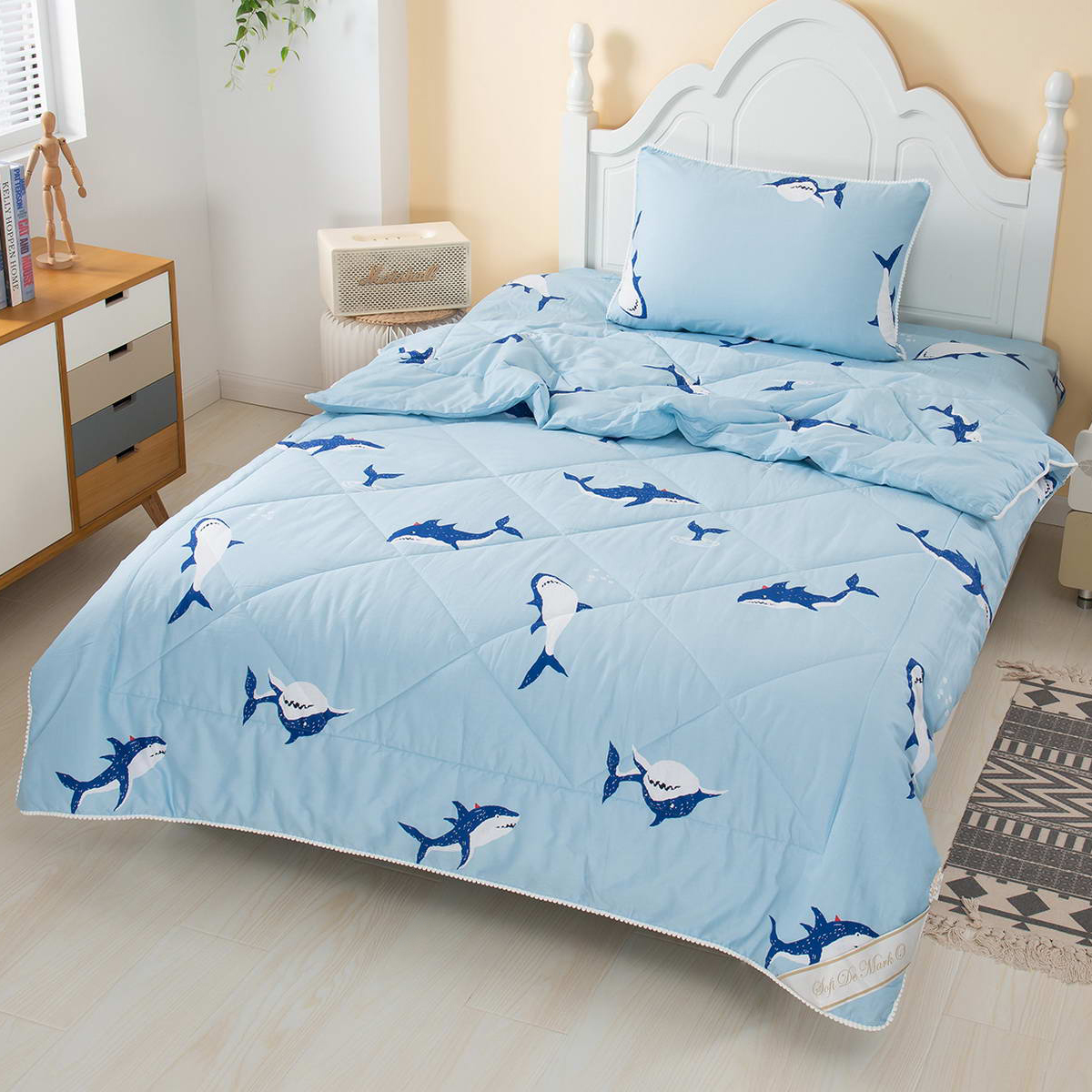 фото Комплект постельного белья sofi de marko брюс с одеялом голубой детский