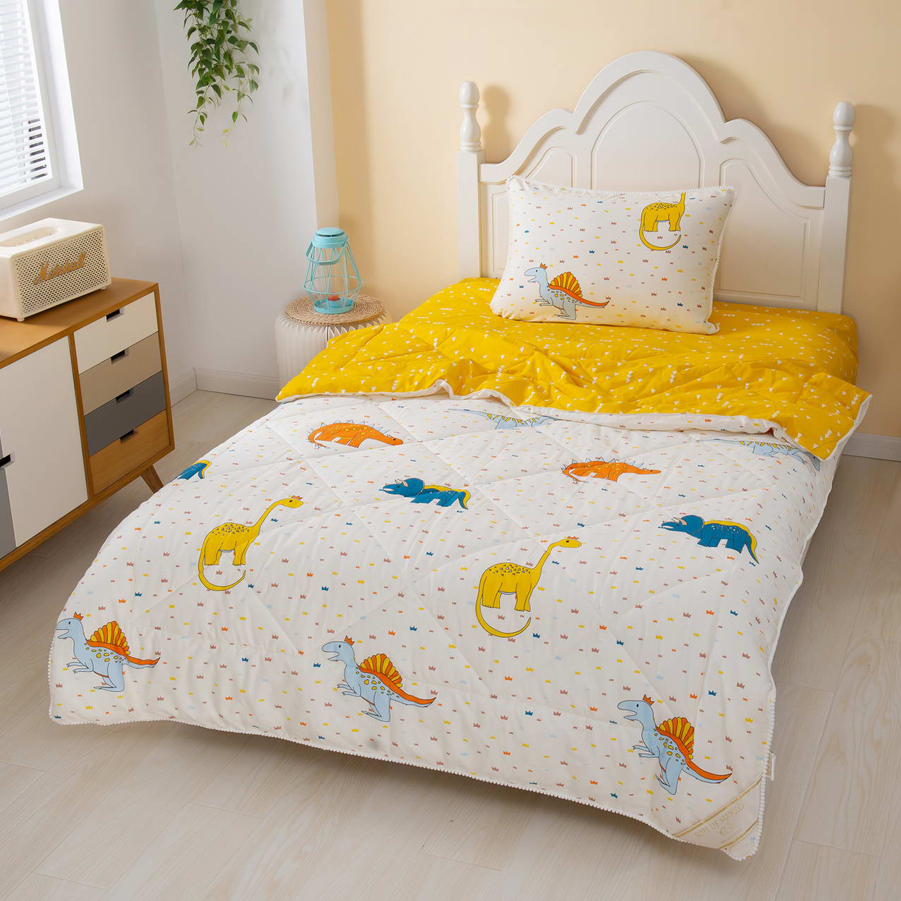фото Комплект постельного белья sofi de marko дино с одеялом жёлтый детский
