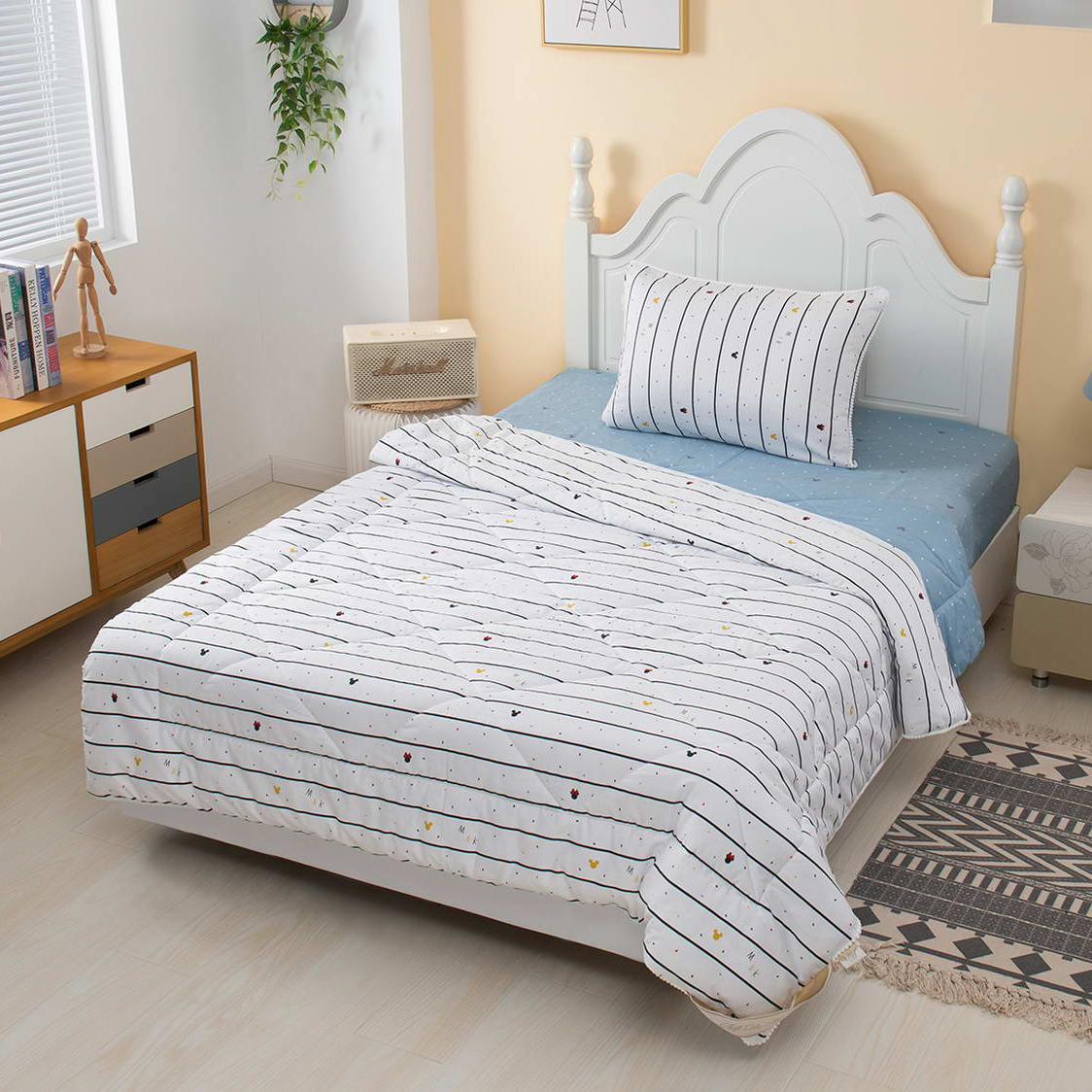 фото Комплект постельного белья sofi de marko микки с одеялом голубой детский