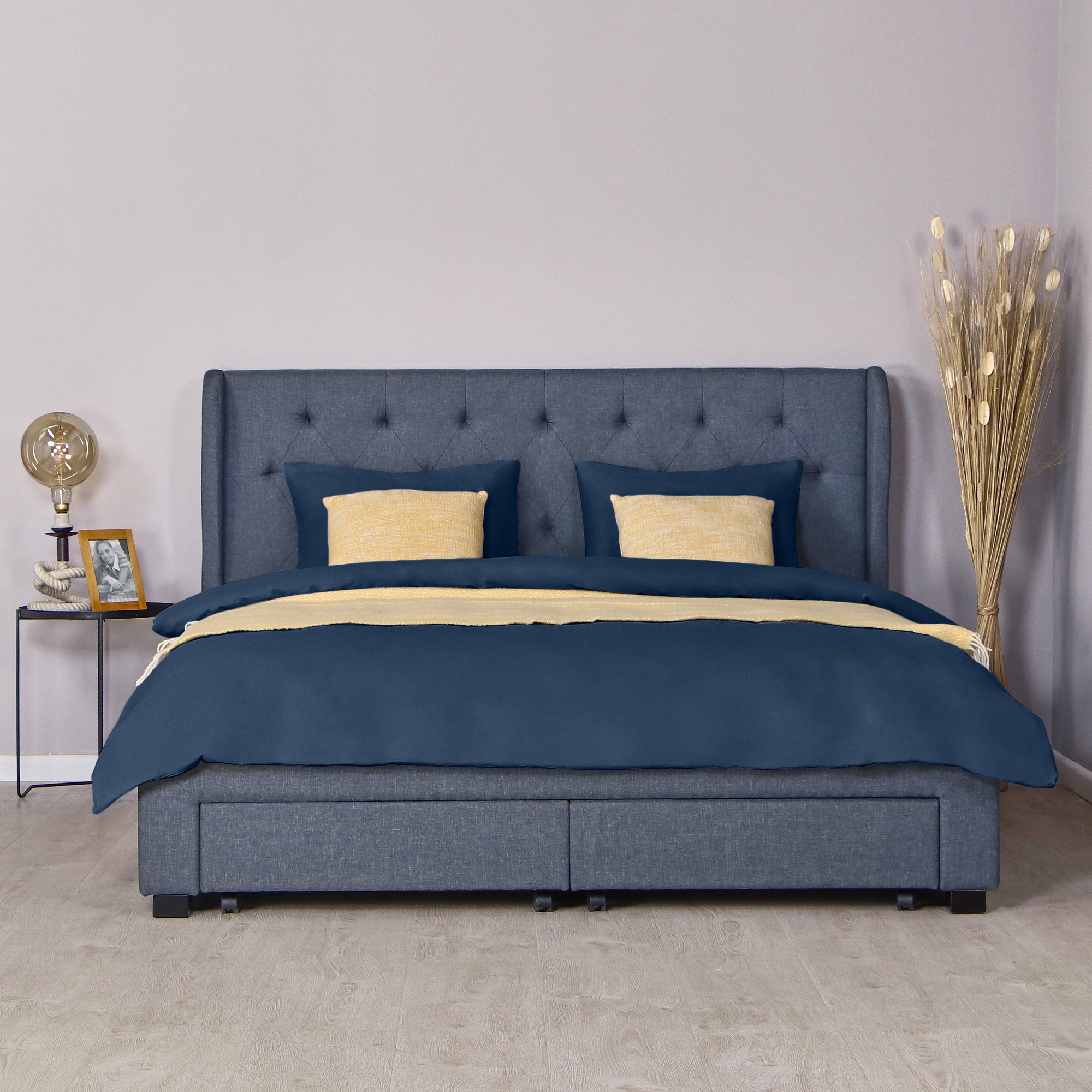Комплект постельного белья Bahar Синий Евро, размер Евро - фото 1