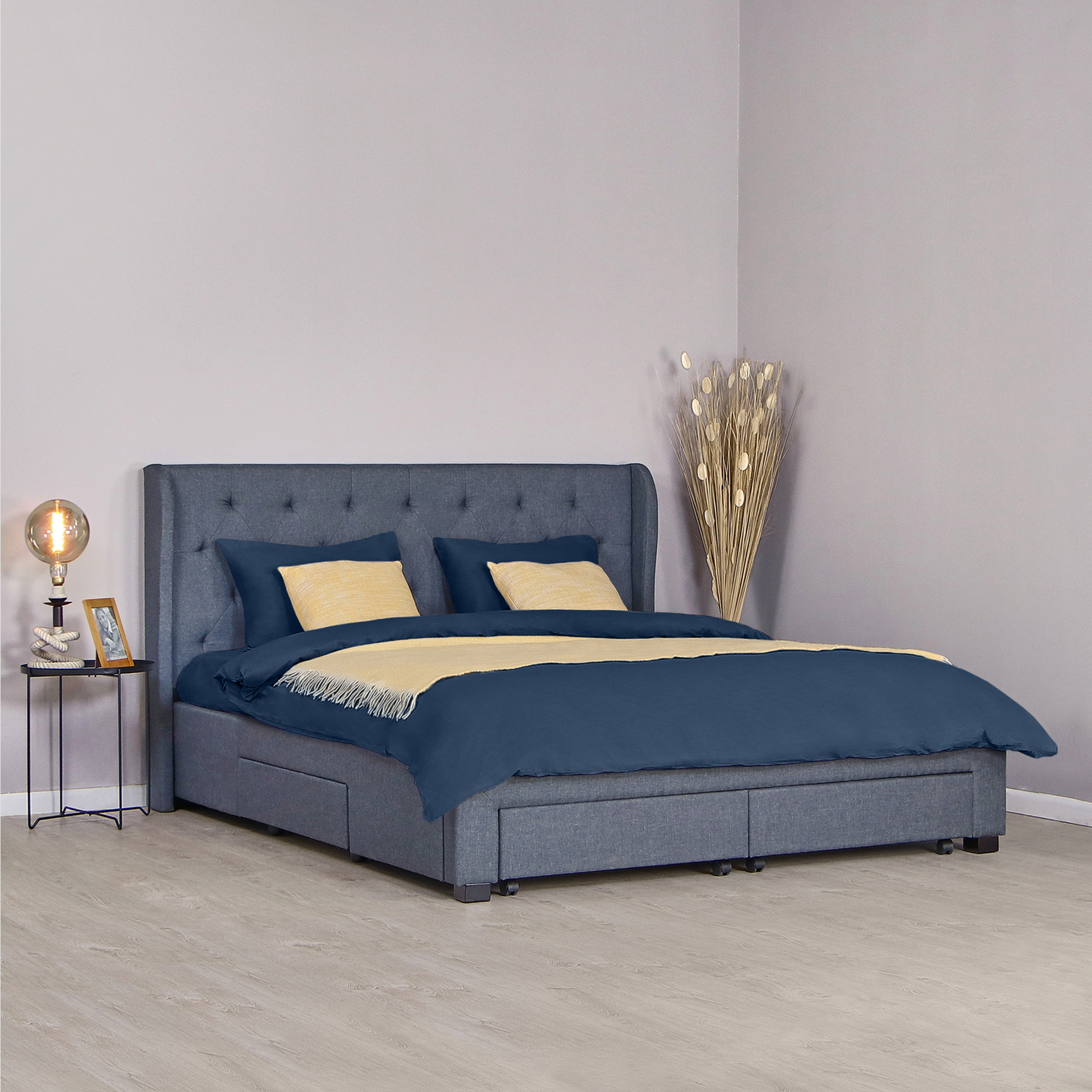 Комплект постельного белья Bahar Синий Евро, размер Евро - фото 2
