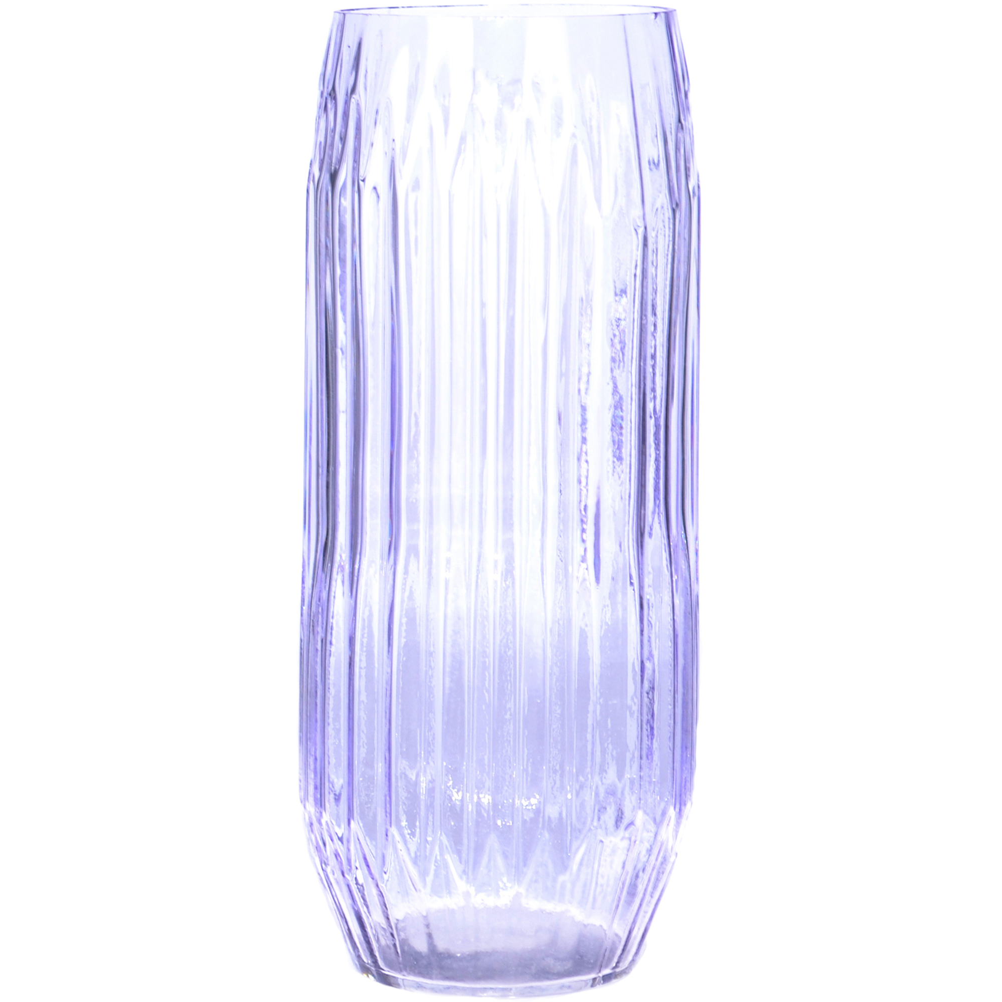 фото Ваза стеклянная kaemingk обиход фиолетовая 11,7х29 см