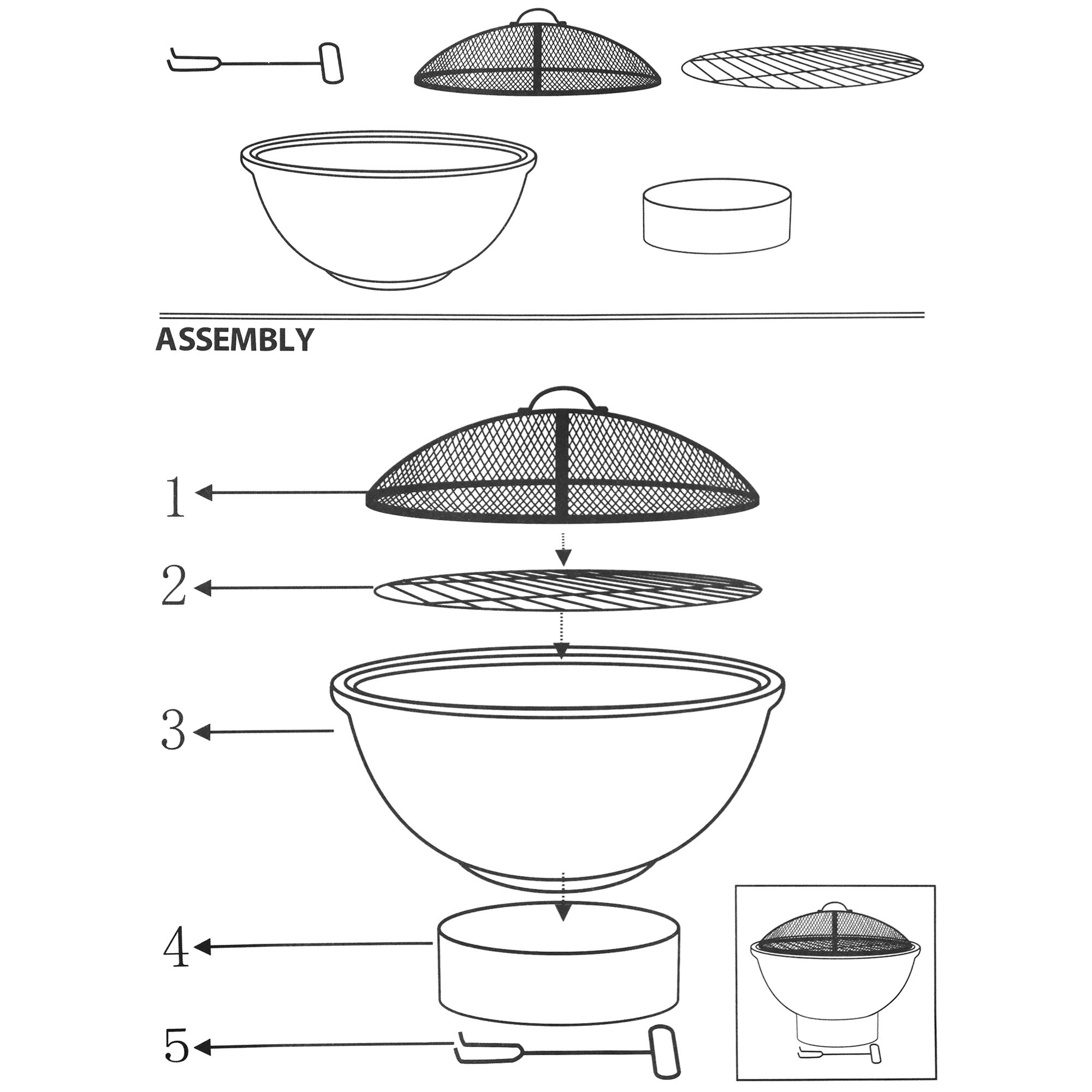 фото Набор koopman bbq мангал садовый с кочергой 49x49x34 см