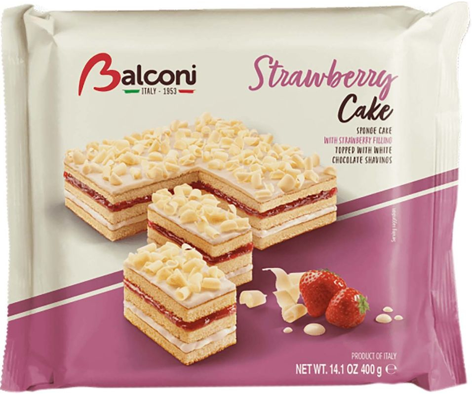Торт Balconi Бисквитный клубничный, 400 г