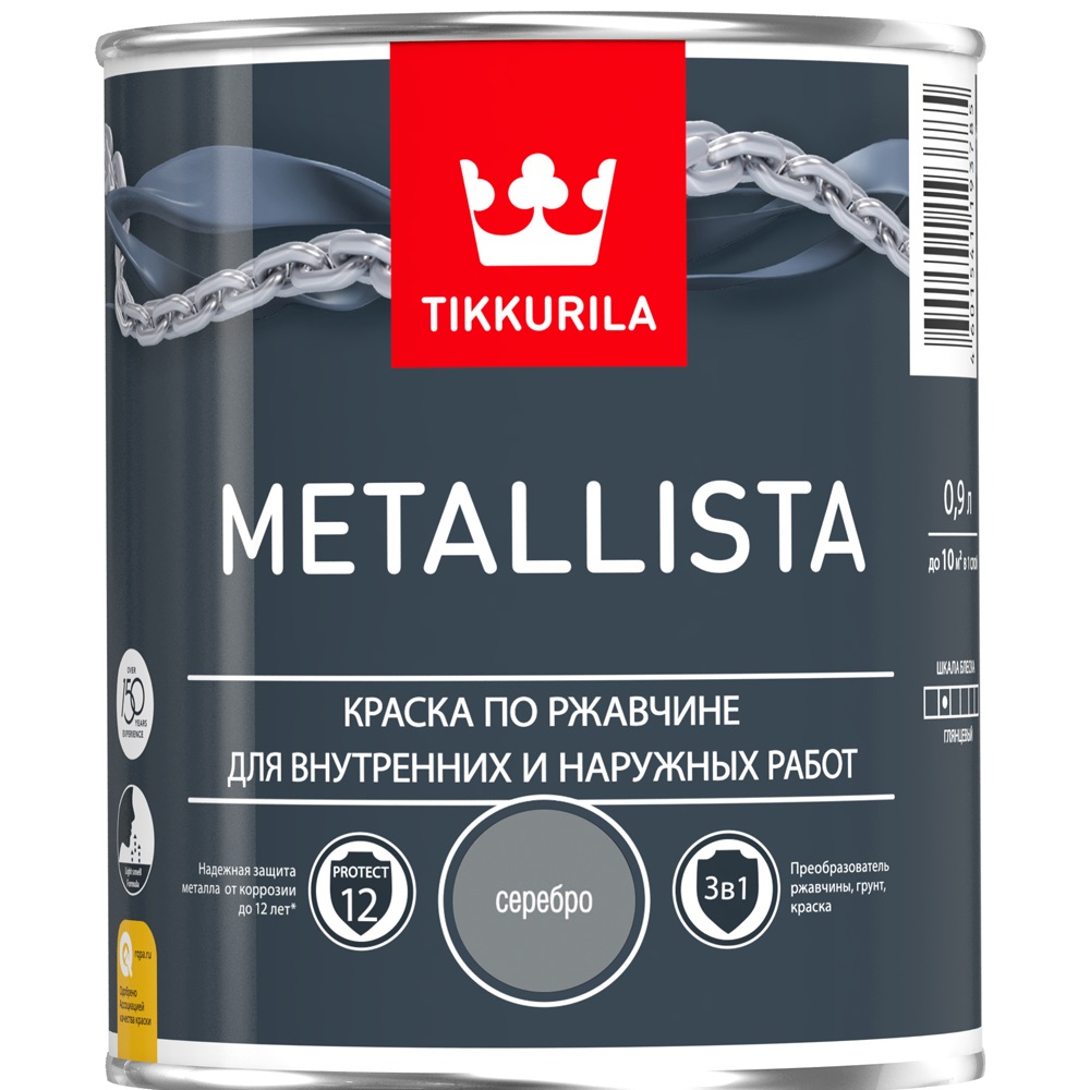 фото Краска по ржавчине tikkurila metallista серебристый 0,9 л