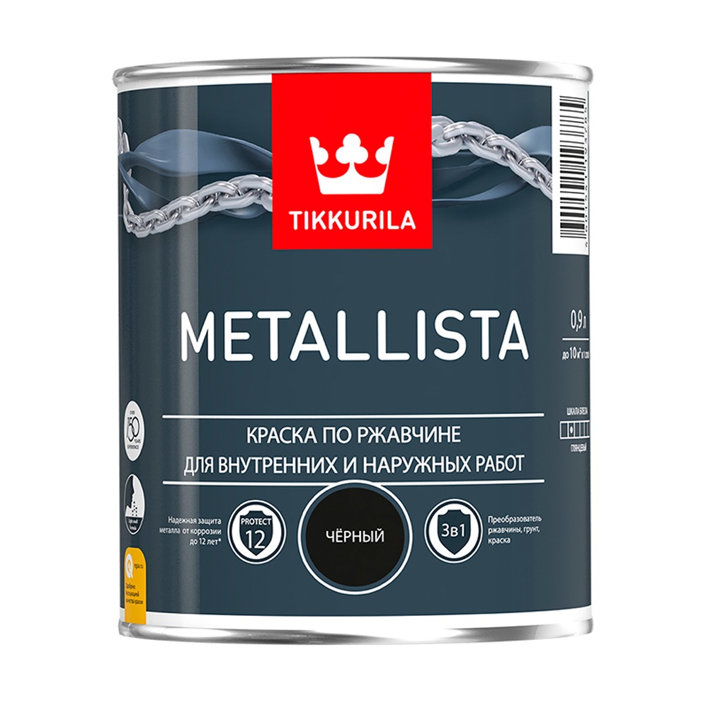 фото Краска по ржавчине tikkurila metallista черный 0,9 л