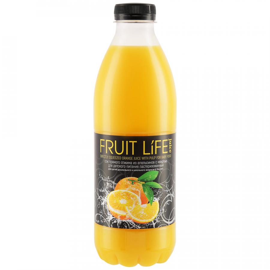 Сок апельсиновый Fruit Life Juice прямого отжима с 3-ех лет, 1 л