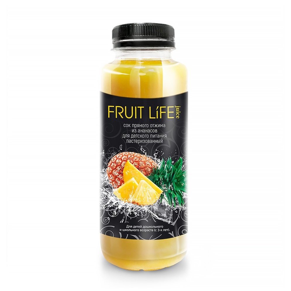 Сок ананасовый Fruit Life Juice прямого отжима с 3-ех лет, 0,33 л