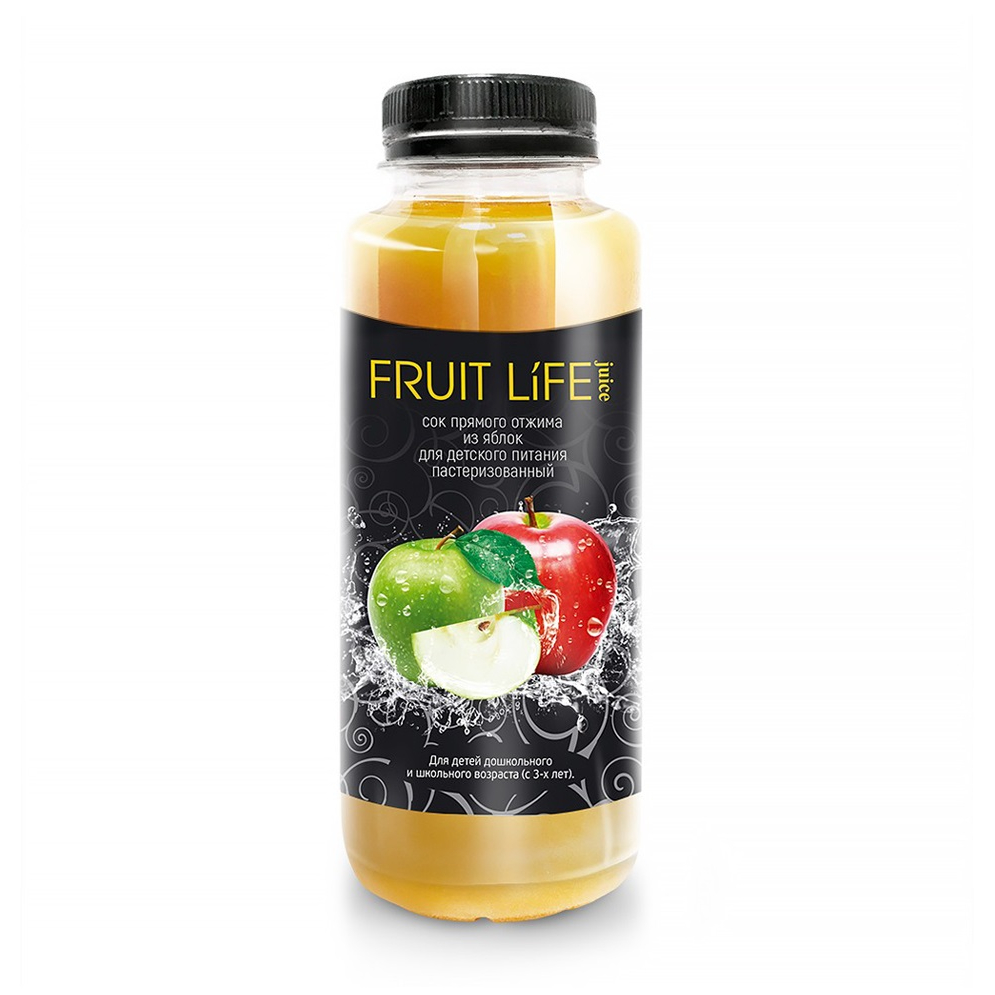 Сок яблочный Fruit Life Juice прямого отжима с 3-ех лет, 0,33 л