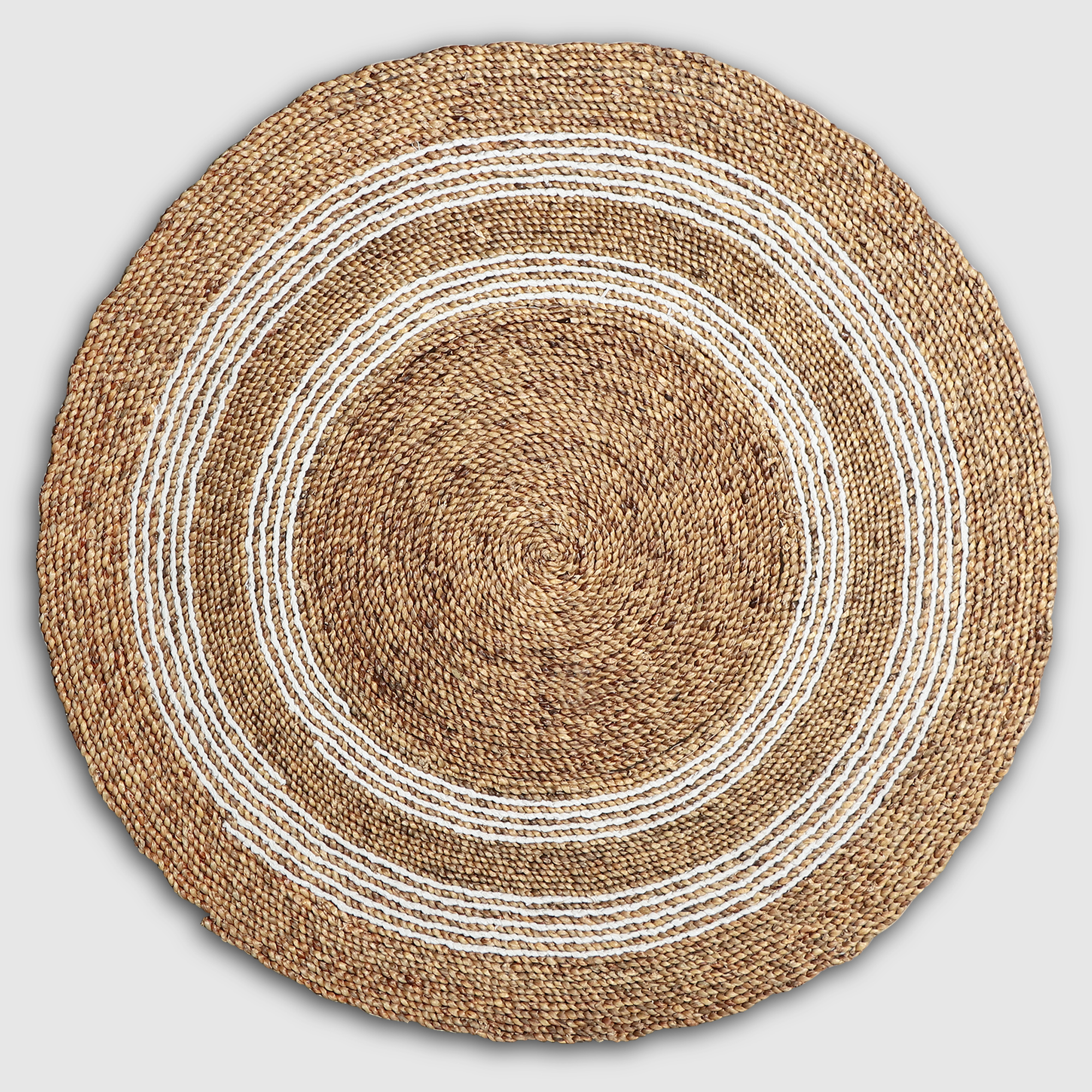 Коврик Rattan grand rug tenun nagan коричневый с бежевыми полосами, д 150 см