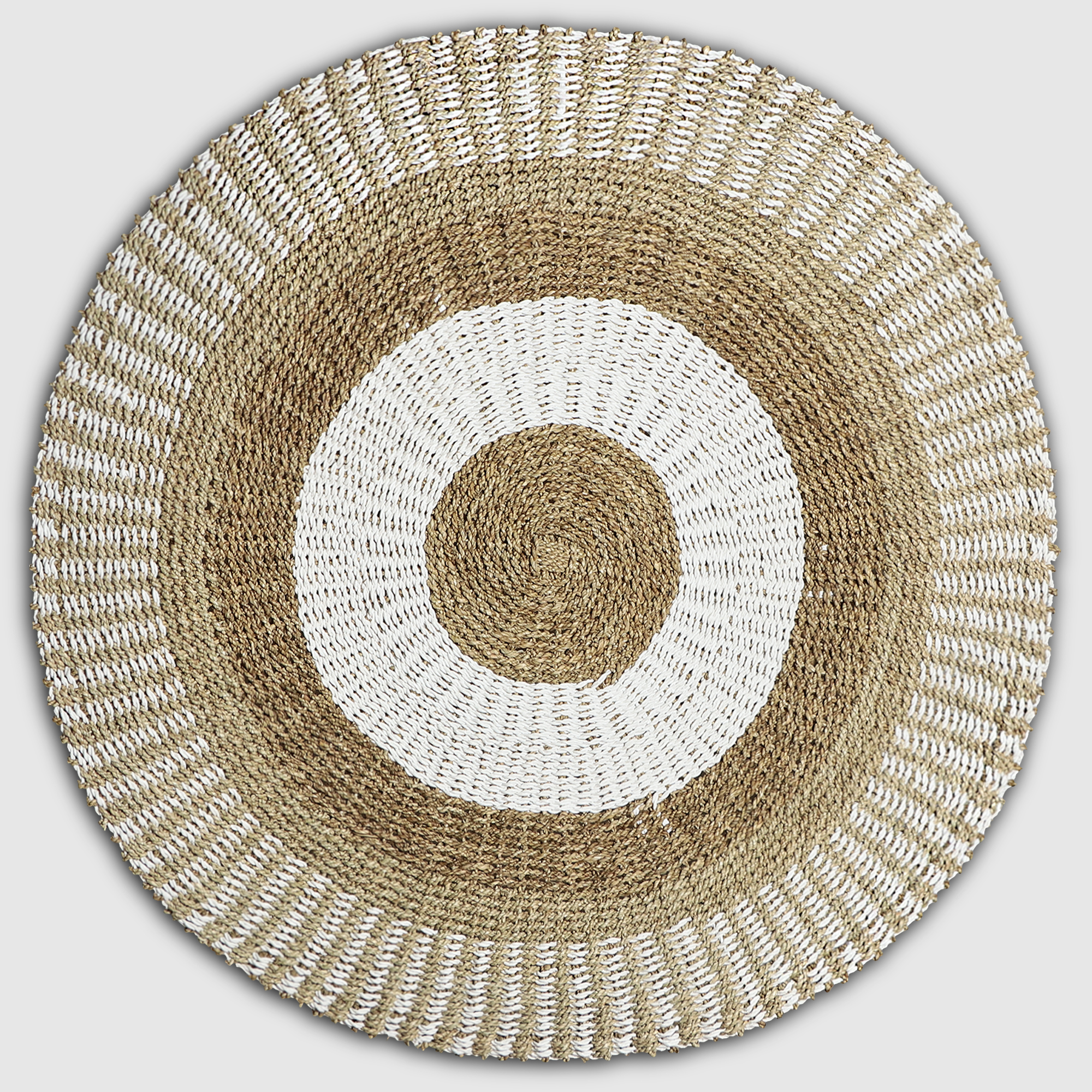 Коврик Rattan grand rug tenun nagan полосато-бежевый, д 120 см