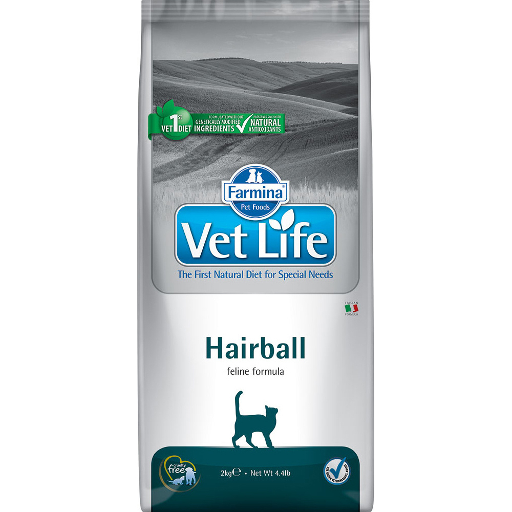 фото Корм для кошек farmina vet life hairball для выведения шерсти 2 кг