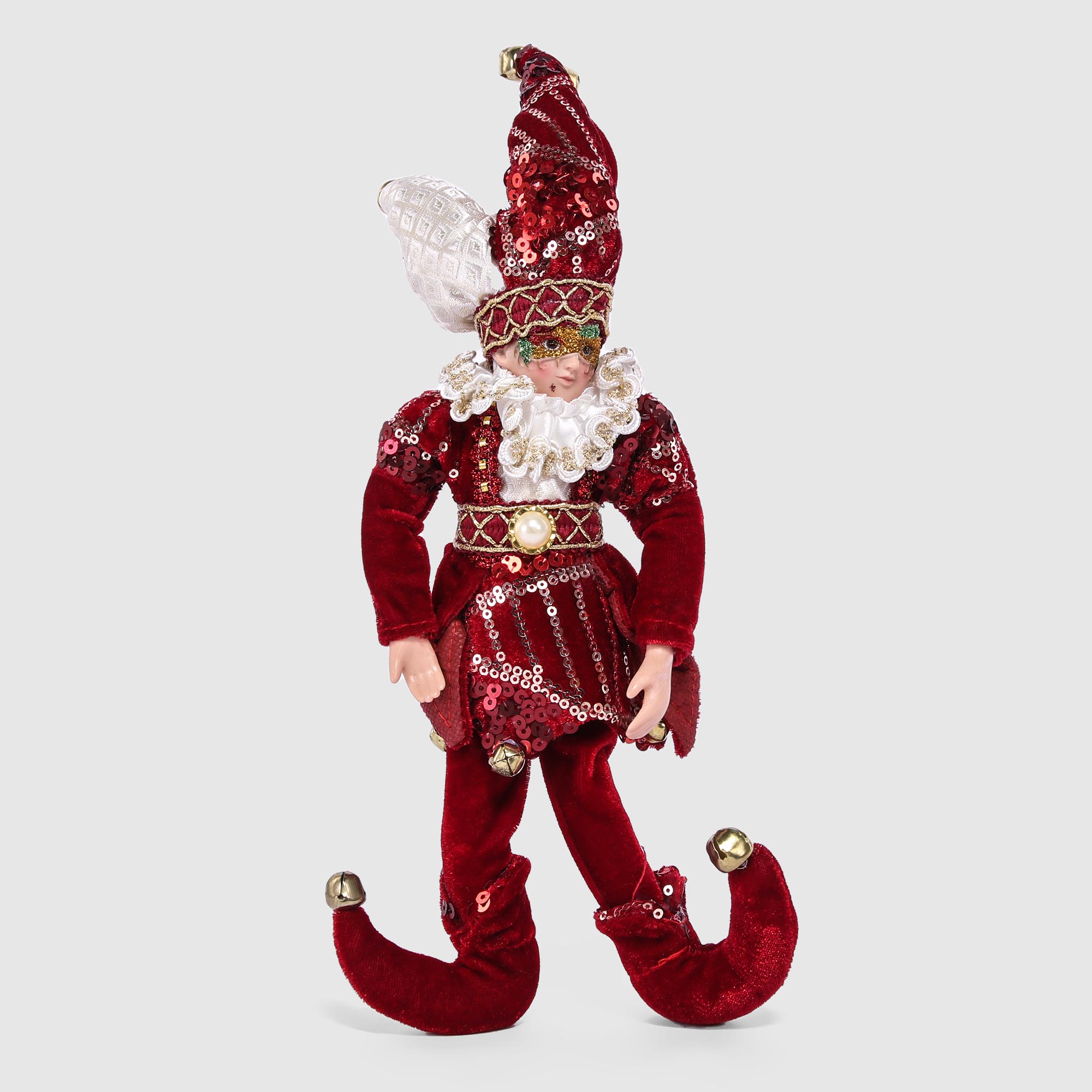 фото Игрушка декоративная sote toys шут в красной одежде на елку, 35 см