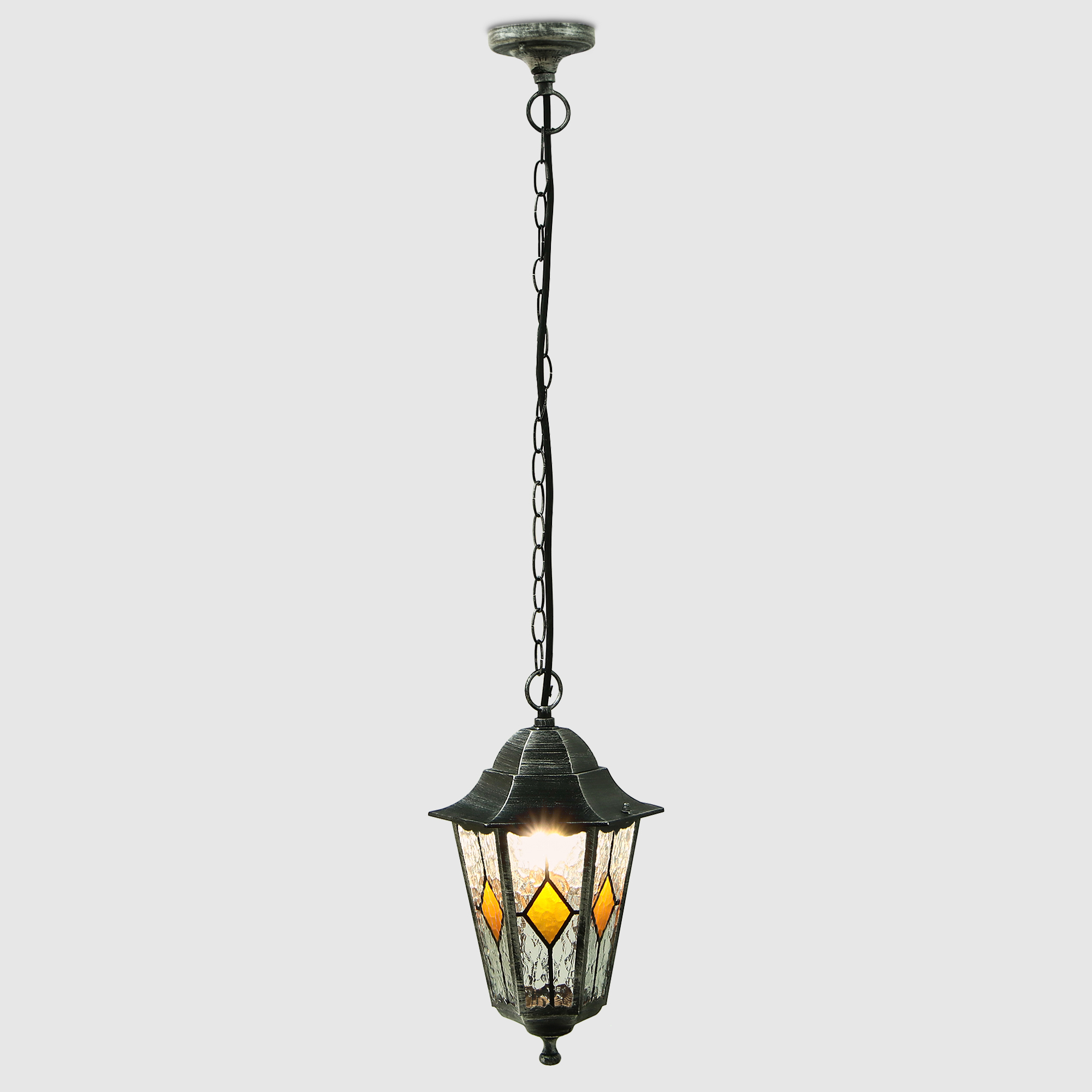 Светильник подвесной Amber Lamp садовый 8005LB черное серебро - фото 2