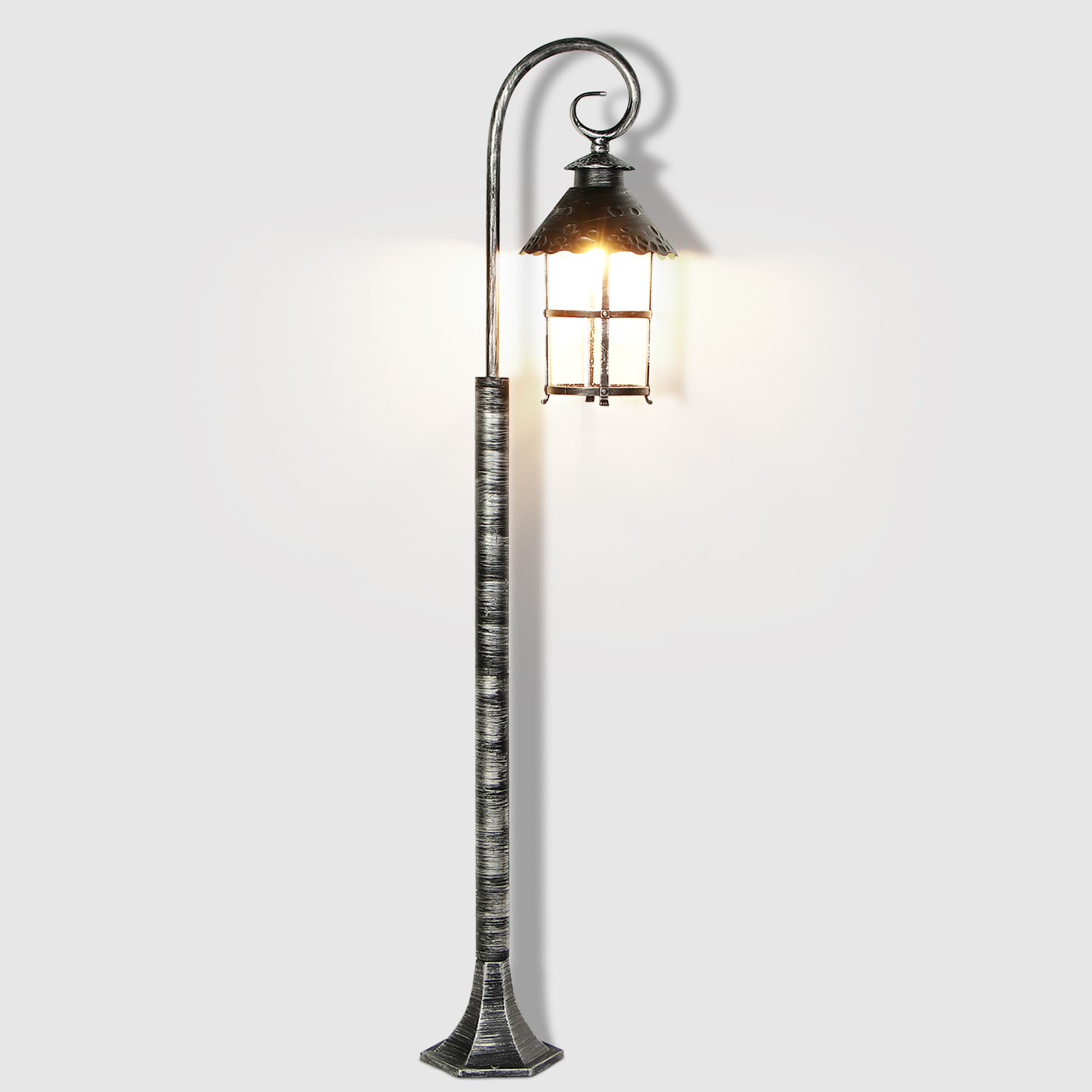 Светильник садовый Amber Lamp 8737 напольный IP23 E27 100Вт, чёрное серебро, цвет прозрачный, чёрное серебро - фото 2