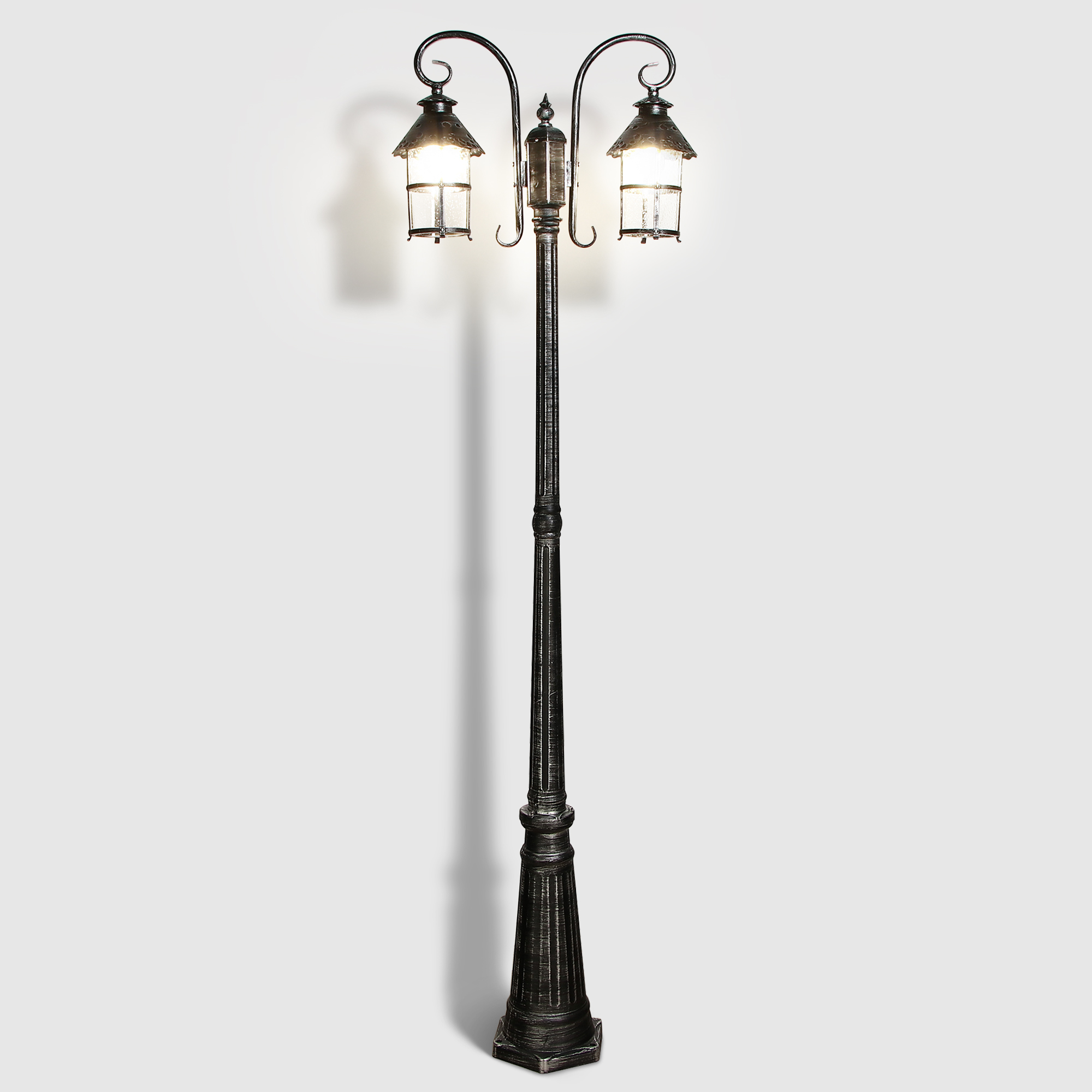 фото Светильник садовый amber lamp 9732-pole 10 напольный ip44 e27 100вт, черное серебро