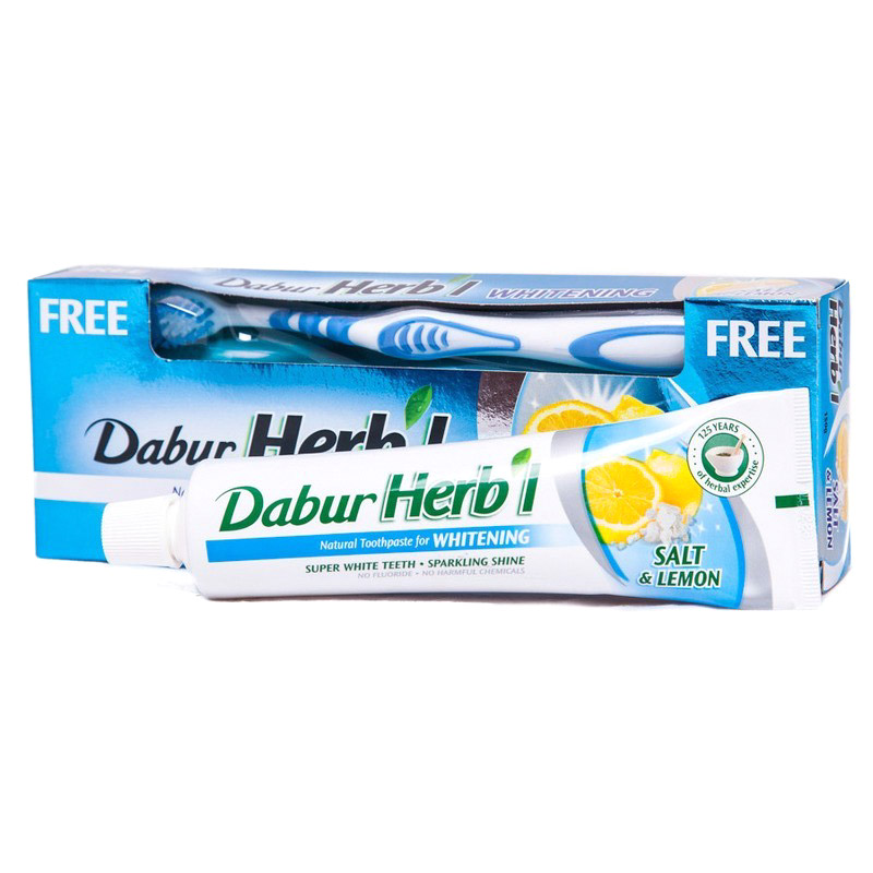 Зубная паста Dabur Herb`l Salt Lemon + щетка