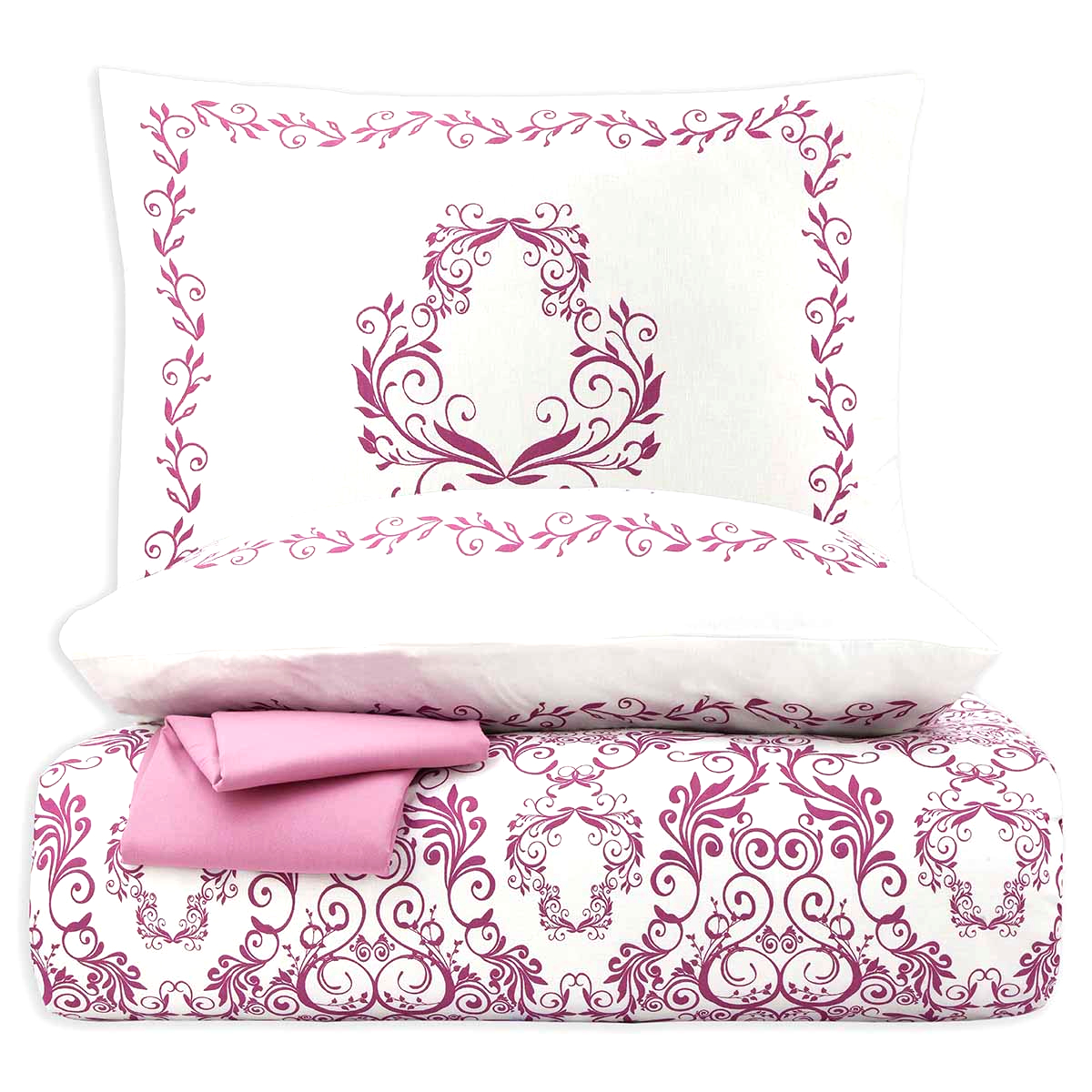 фото Комплект постельного белья arya home jerom белый с розовым евро