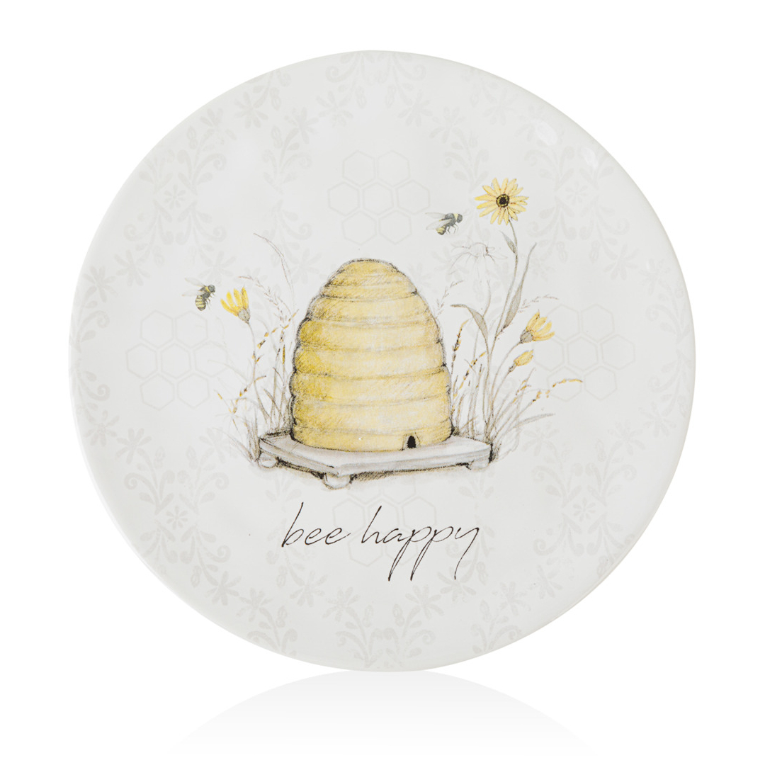 Тарелка закусочная Certified Int Пчелки 21 см (CER28141-2), цвет белый - фото 1
