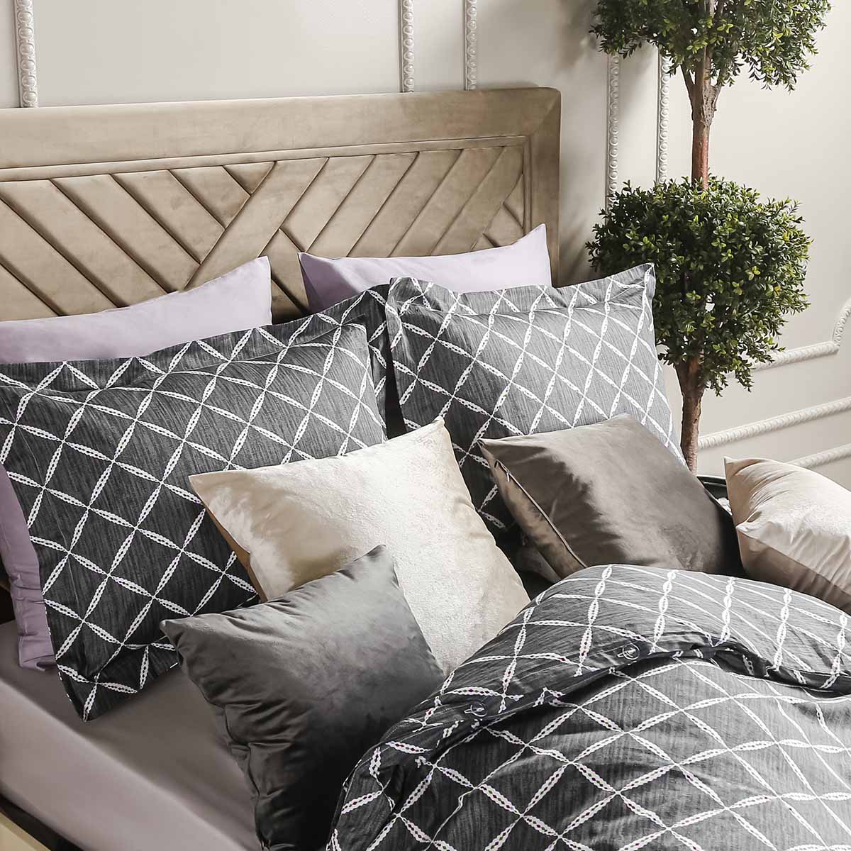 Комплект постельного белья Arya Home Simple Living Dany Полуторный, цвет серый, размер Евро - фото 3