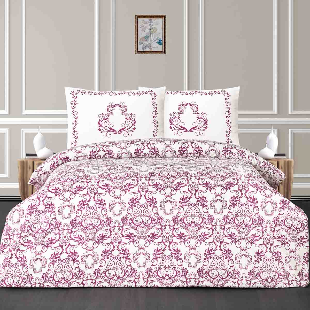 фото Комплект постельного белья arya home jerom белый с розовым полуторный