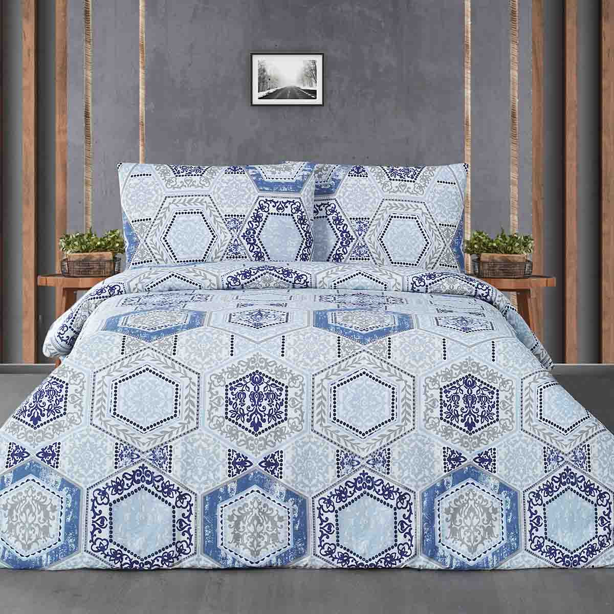 Комплект постельного белья Arya Home Mavera голубой с синим Евро, цвет синий, размер Евро - фото 1