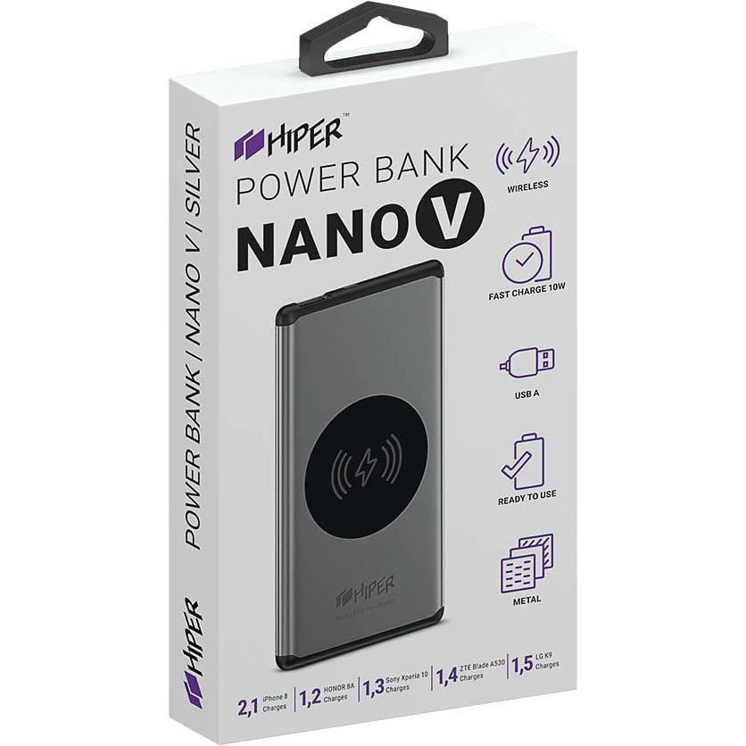 Внешний аккумулятор Hiper Wireless Nano V 5000 мАч Silver
