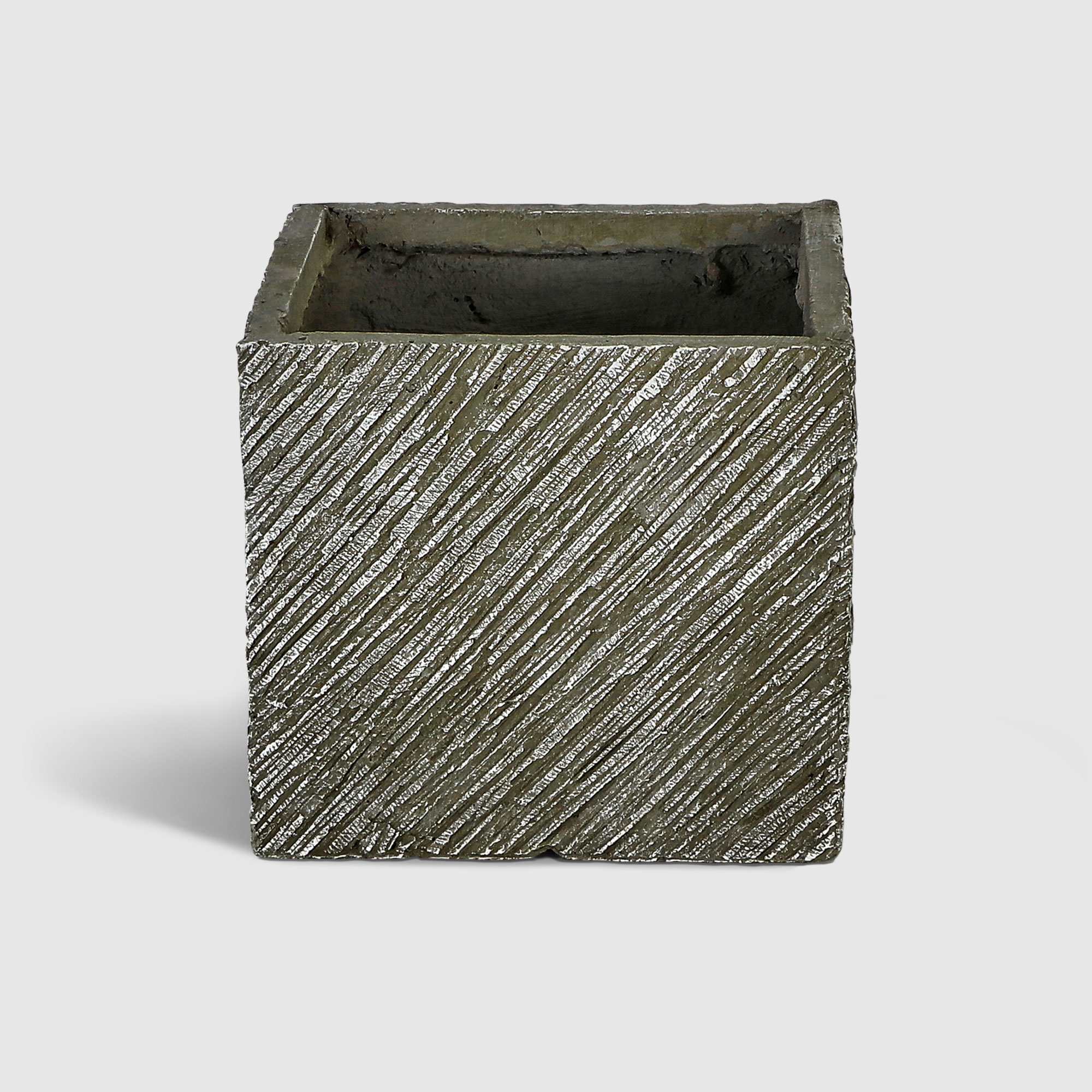 Кашпо Futong светло-серое куб 20х20x17 см, цвет светло-серый - фото 2