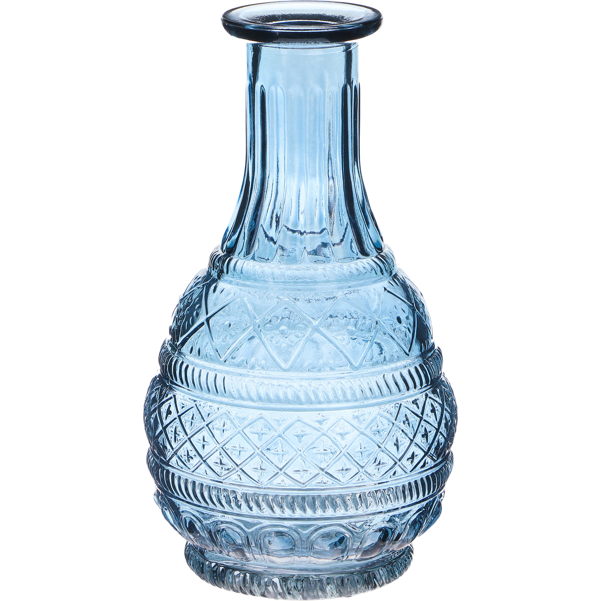 Ваза стеклянная Hakbijl Glass Bottle Pattern голубая 10х18 см