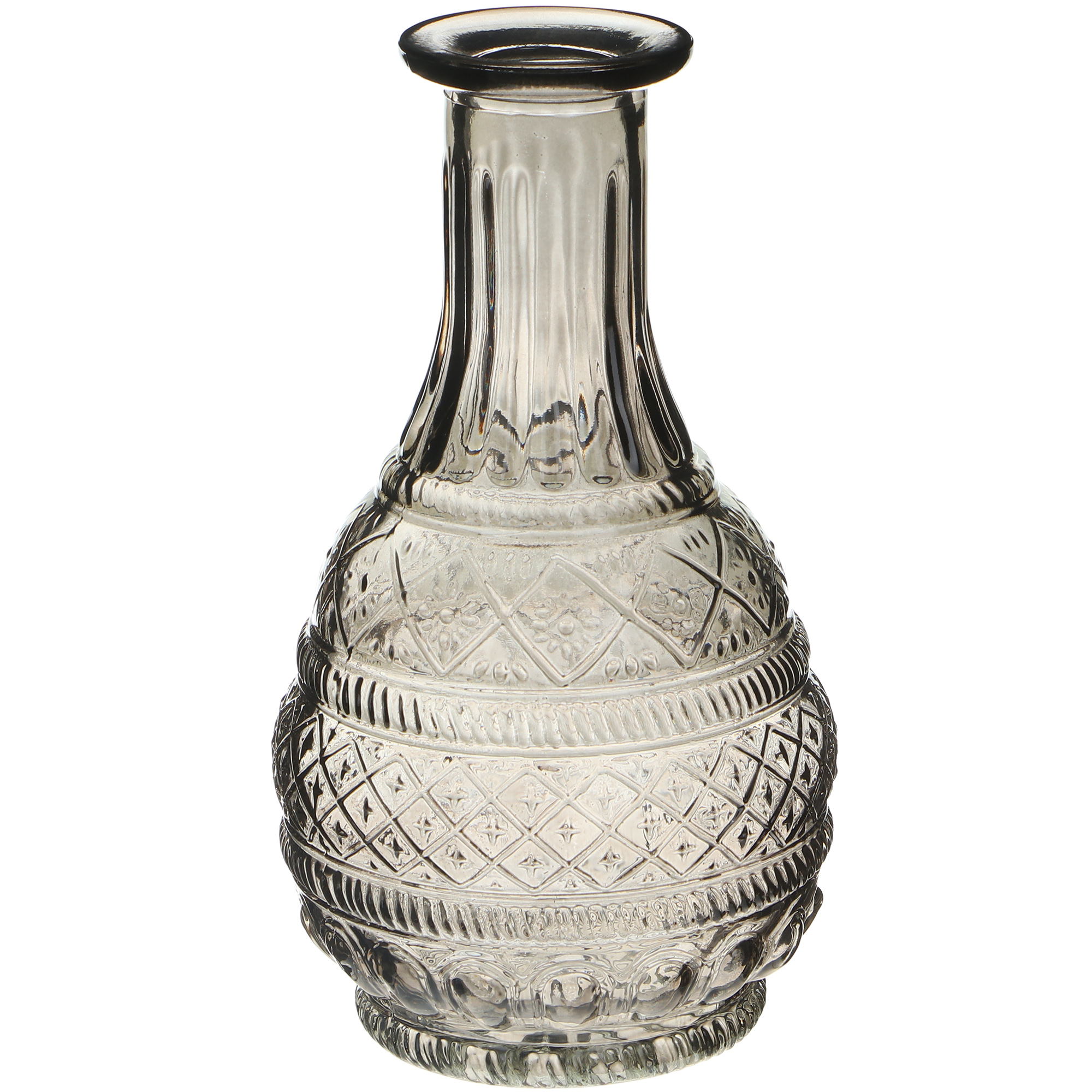 Ваза стеклянная Hakbijl Glass Bottle Pattern серая 10х18 см
