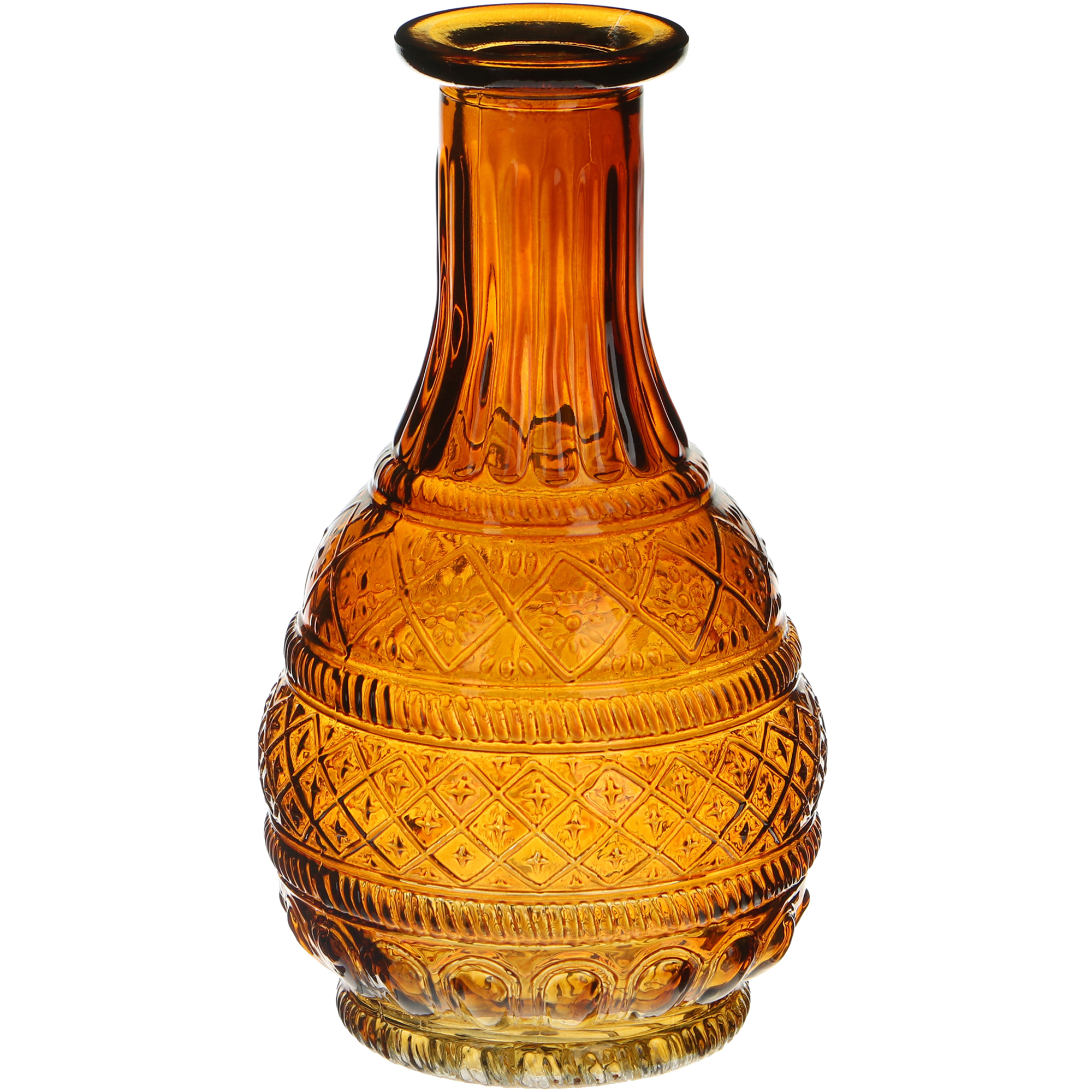 Ваза стеклянная Hakbijl Glass Bottle Pattern янтарная 10х18 см