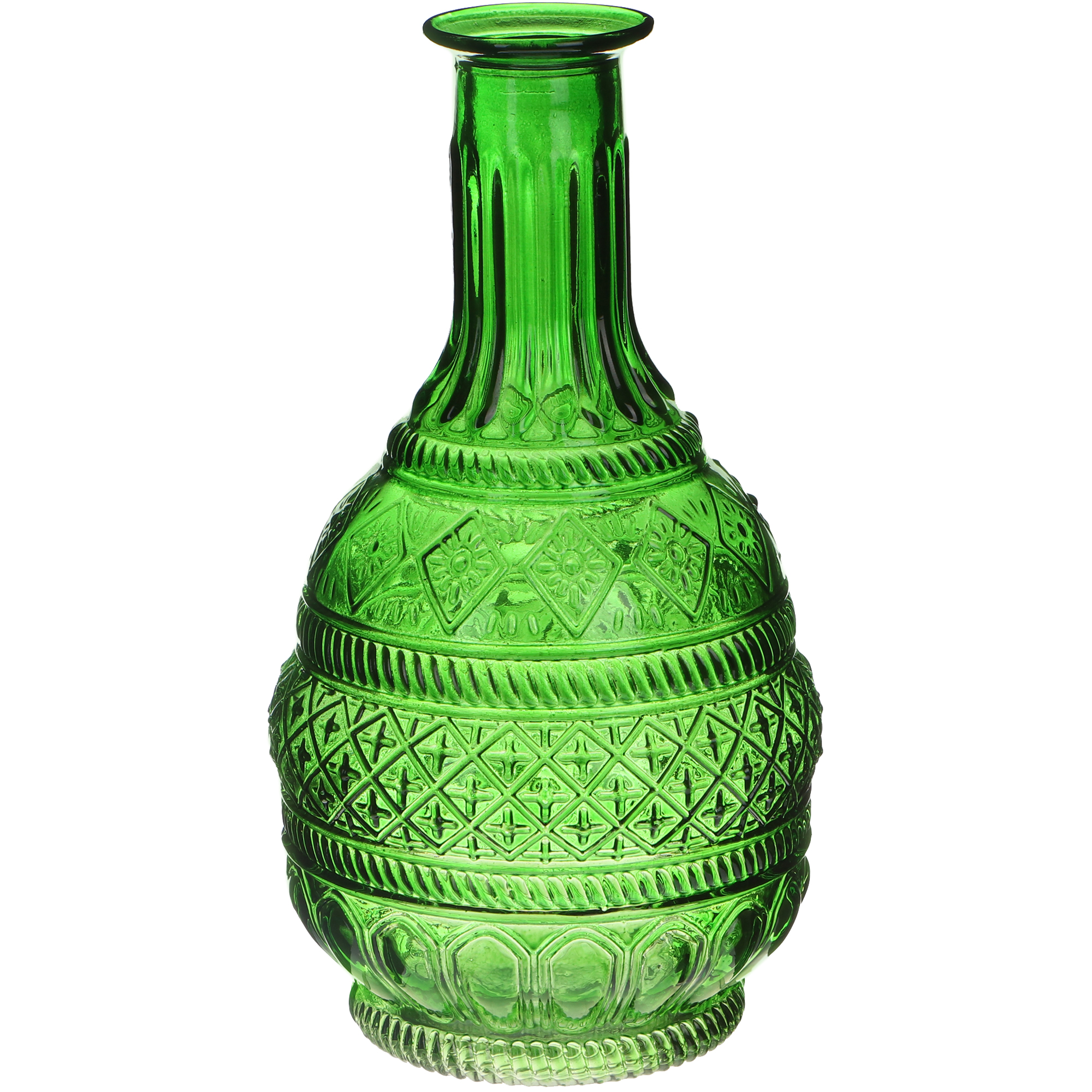 фото Ваза стеклянная hakbijl glass bottle pattern зелёная 10,5х23 см