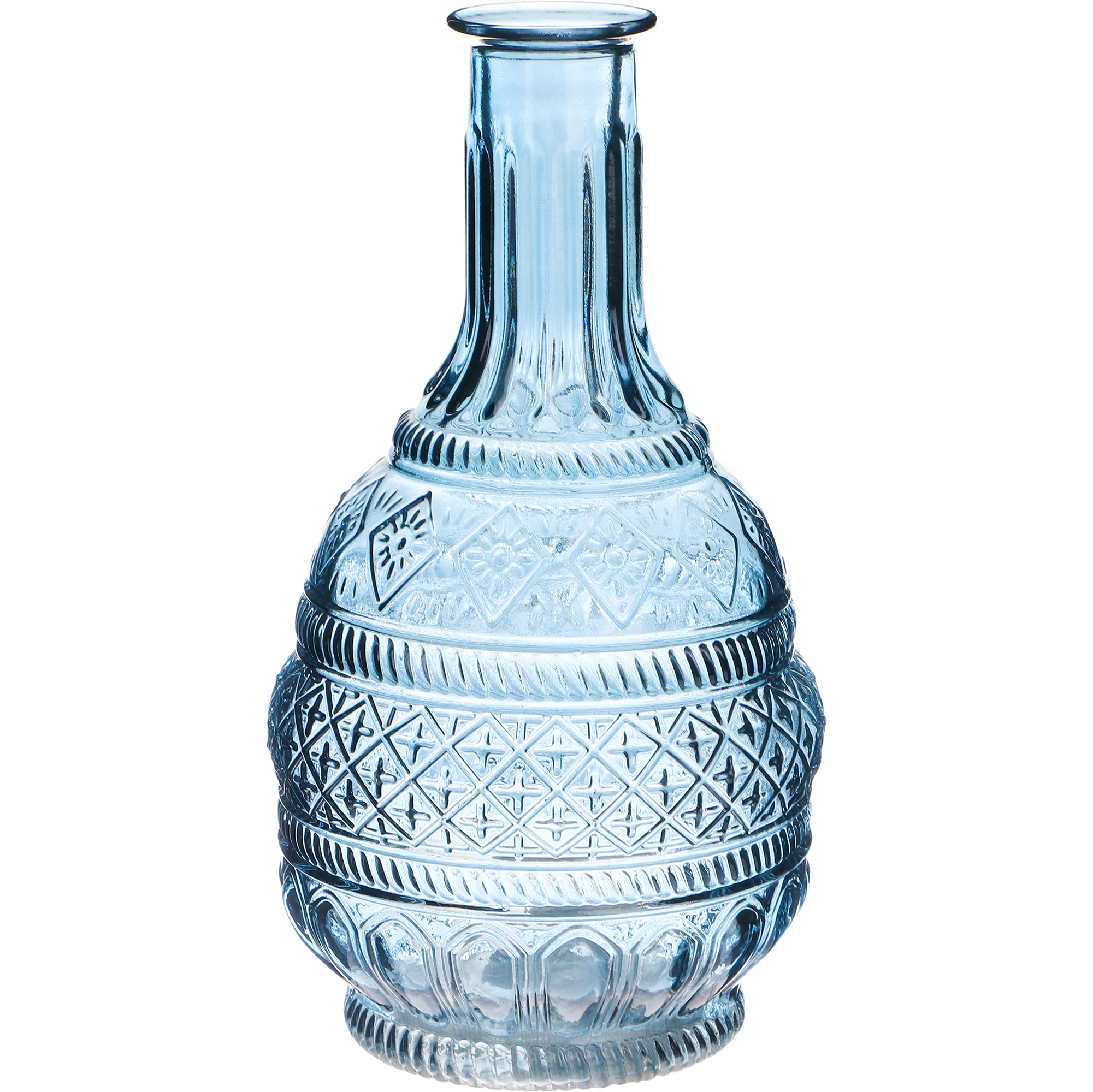 Ваза стеклянная Hakbijl Glass Bottle Pattern голубая 10,5х23 см