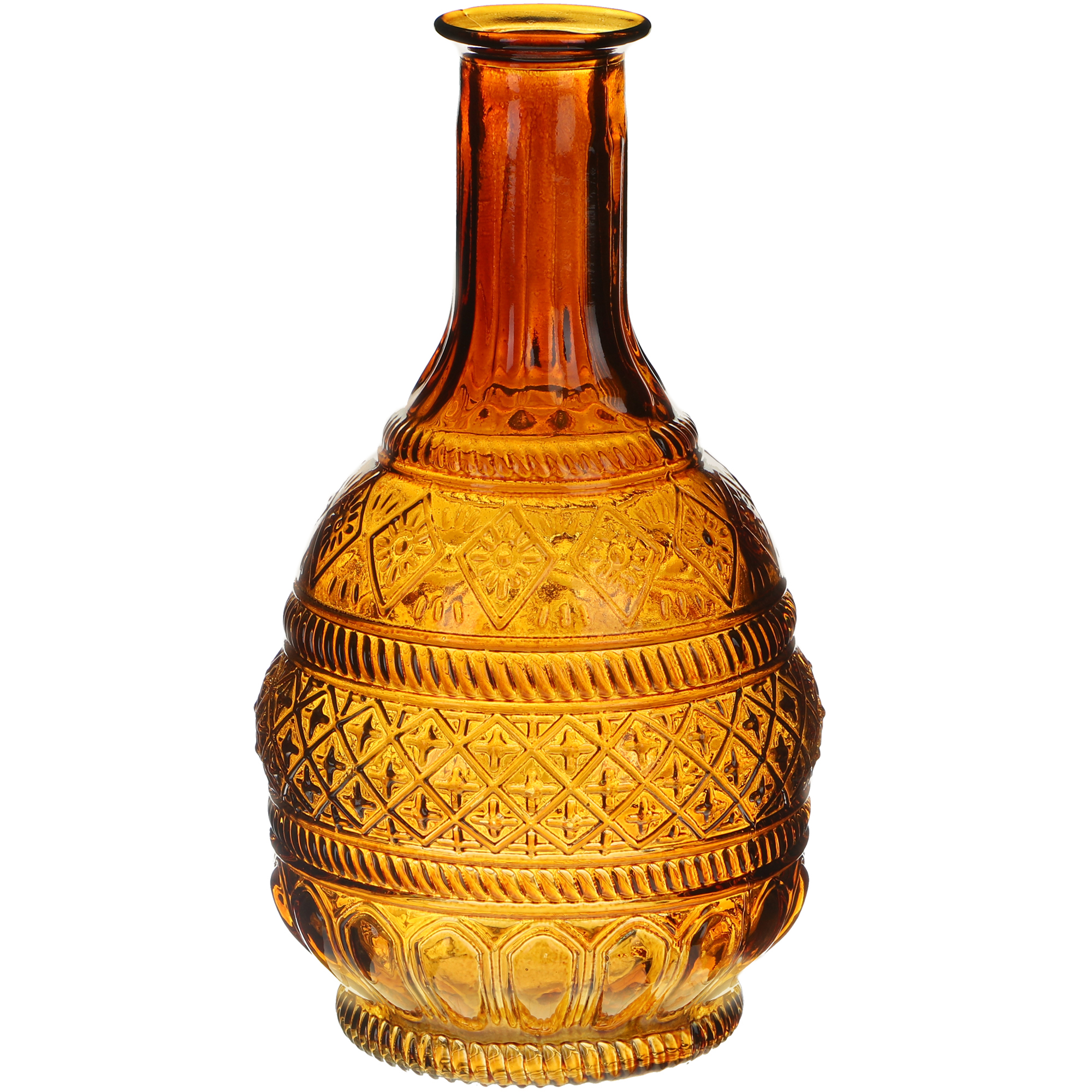 Ваза стеклянная Hakbijl Glass Bottle Pattern янтарная 10,5х23 см