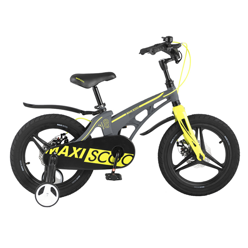 фото Детский двухколесный велосипед maxiscoo, серия "cosmic" (2021), делюкс, 18", серый матовый msc-c1807d