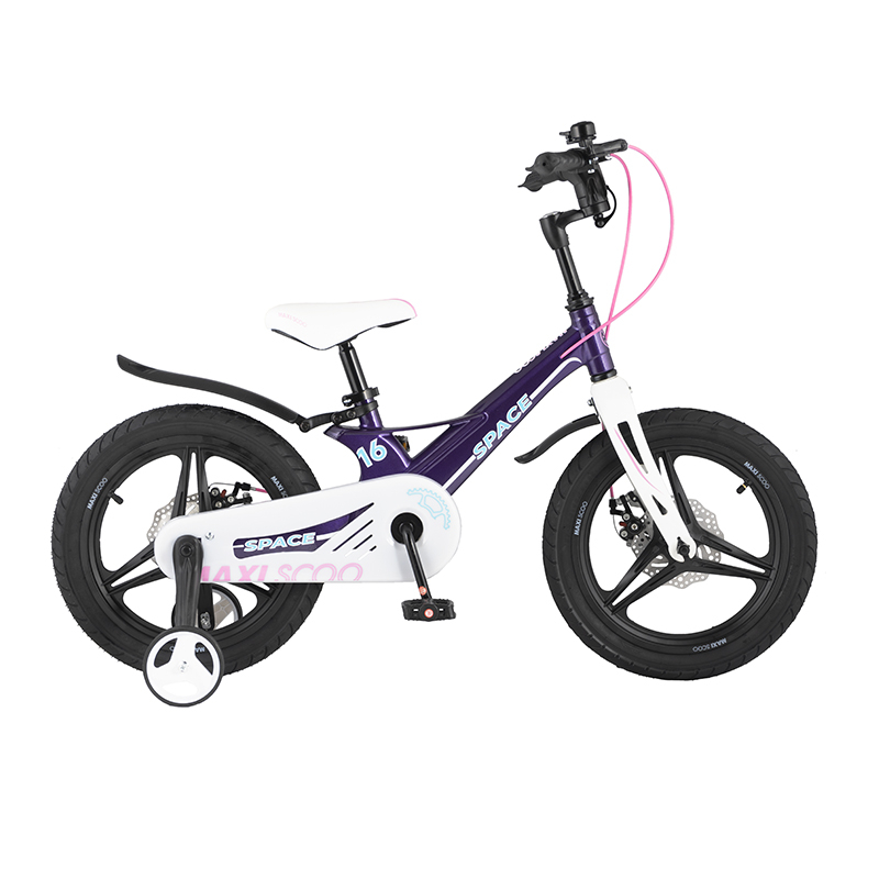 фото Детский двухколесный велосипед maxiscoo серия "space" (2021), делюкс, 16", фиолетовый msc-s1606d