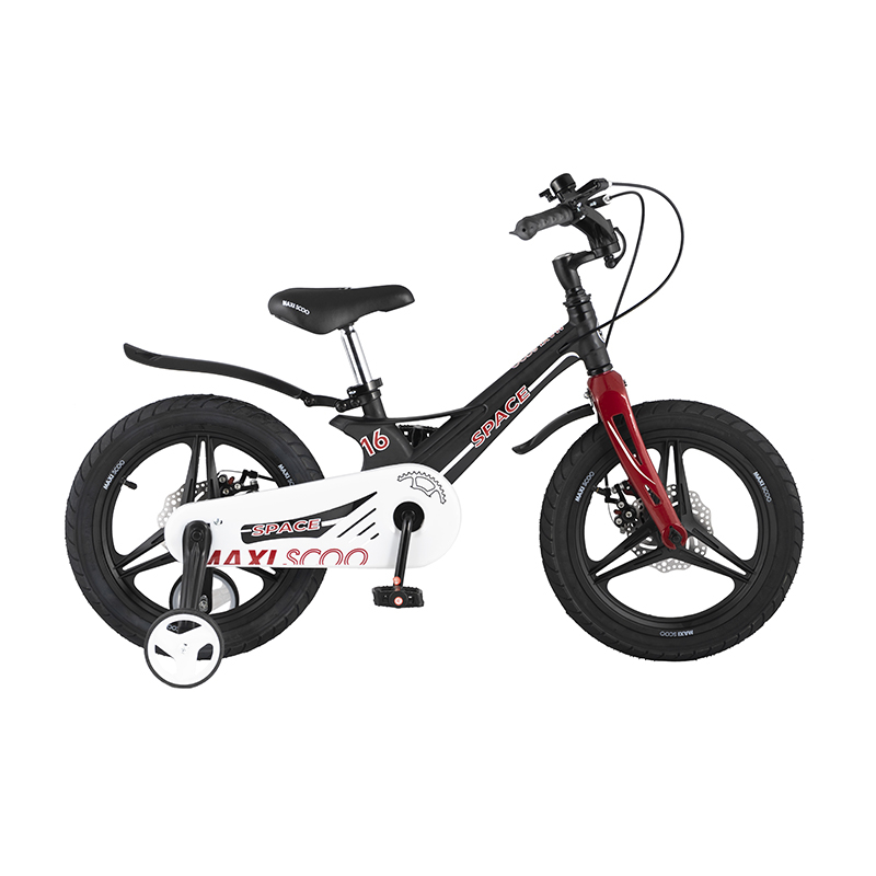 фото Детский двухколесный велосипед maxiscoo серия "space" (2021), делюкс, 16", черный матовый msc-s1608d
