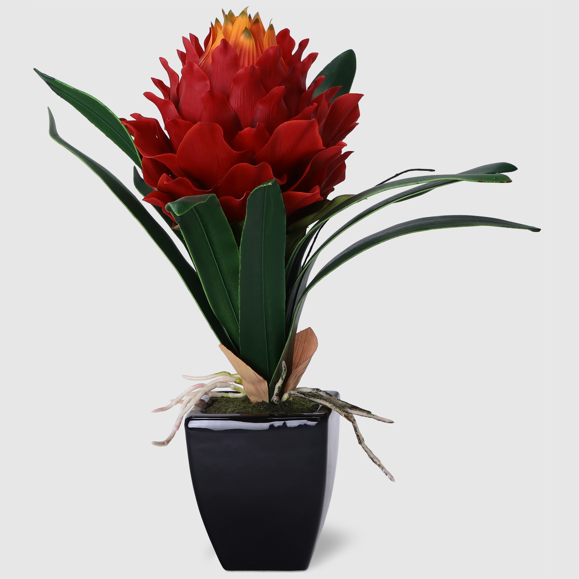 Цветок Colorful искусственный в горшке гузмания красный 42 см
