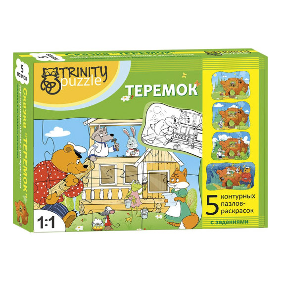 фото Контурный пазл trinity puzzle сказка "теремок" с раскраской